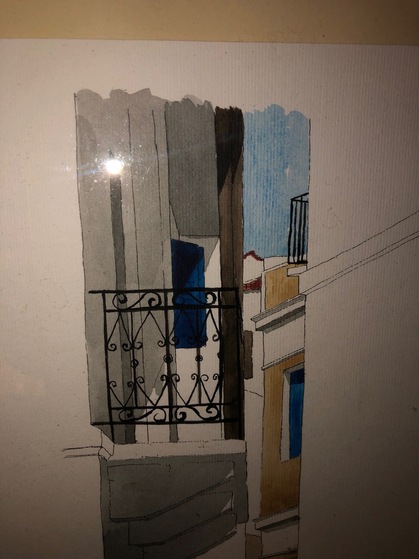 Original Watercolour Painting Greek Alleyway Scene Signed A. Presmar(?) '91