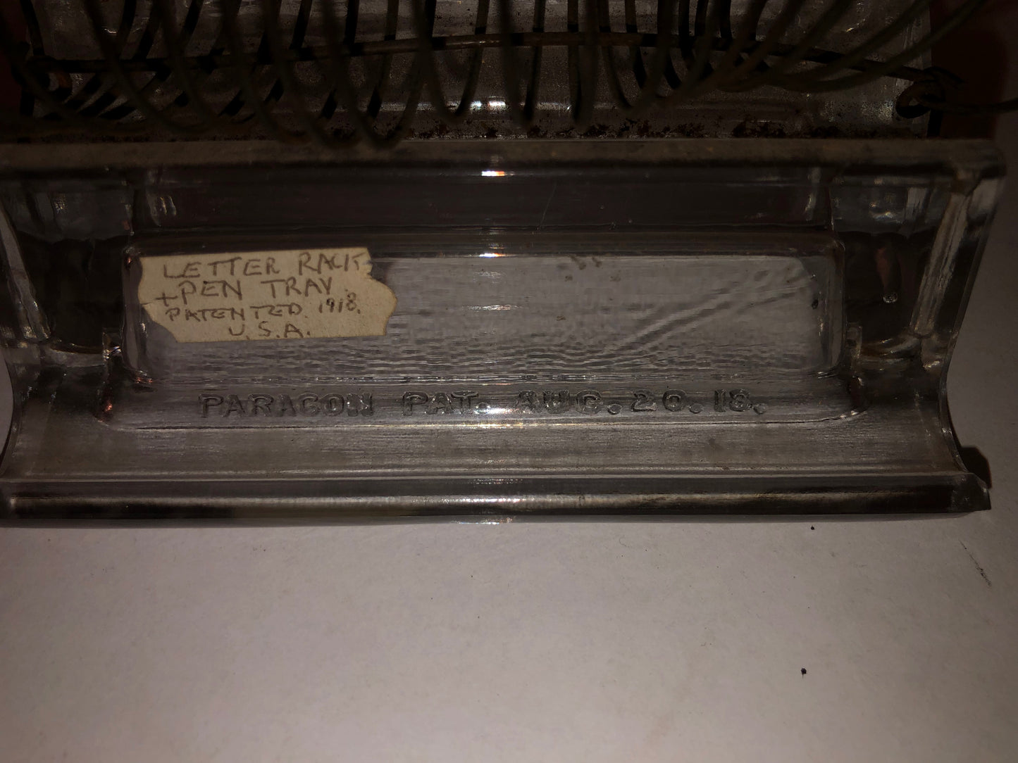 Antique Paragon Glass Letter Rack & Pen Tray (Pat 1918)