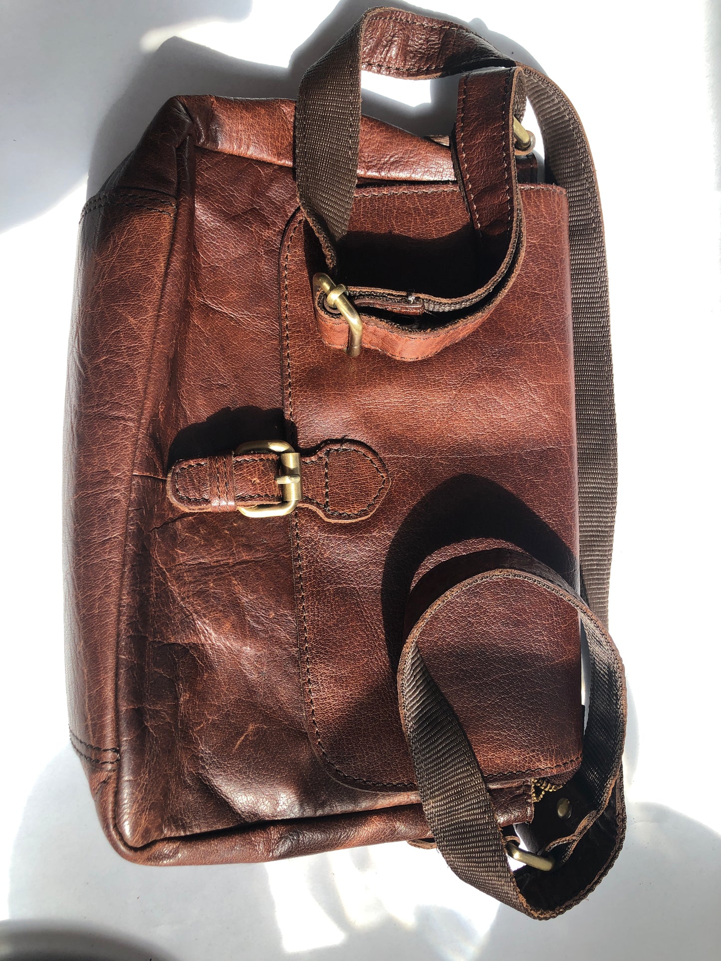 Ashwood Distressed Brown Genuine Leather Crossbody Utility Bag
