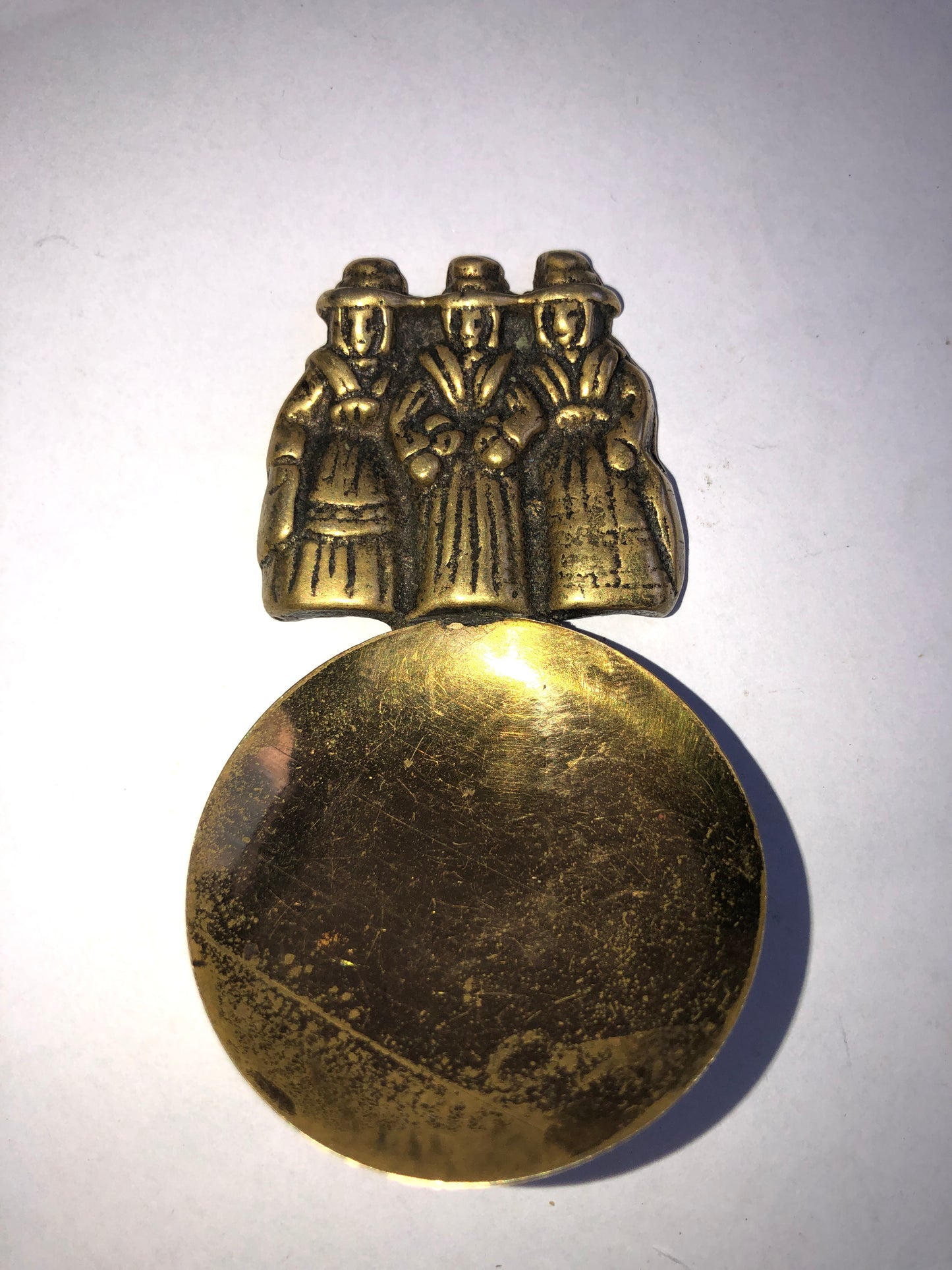 Vintage Peerage England Brass Tea Caddy Spoon with Welsh Ladies Handle