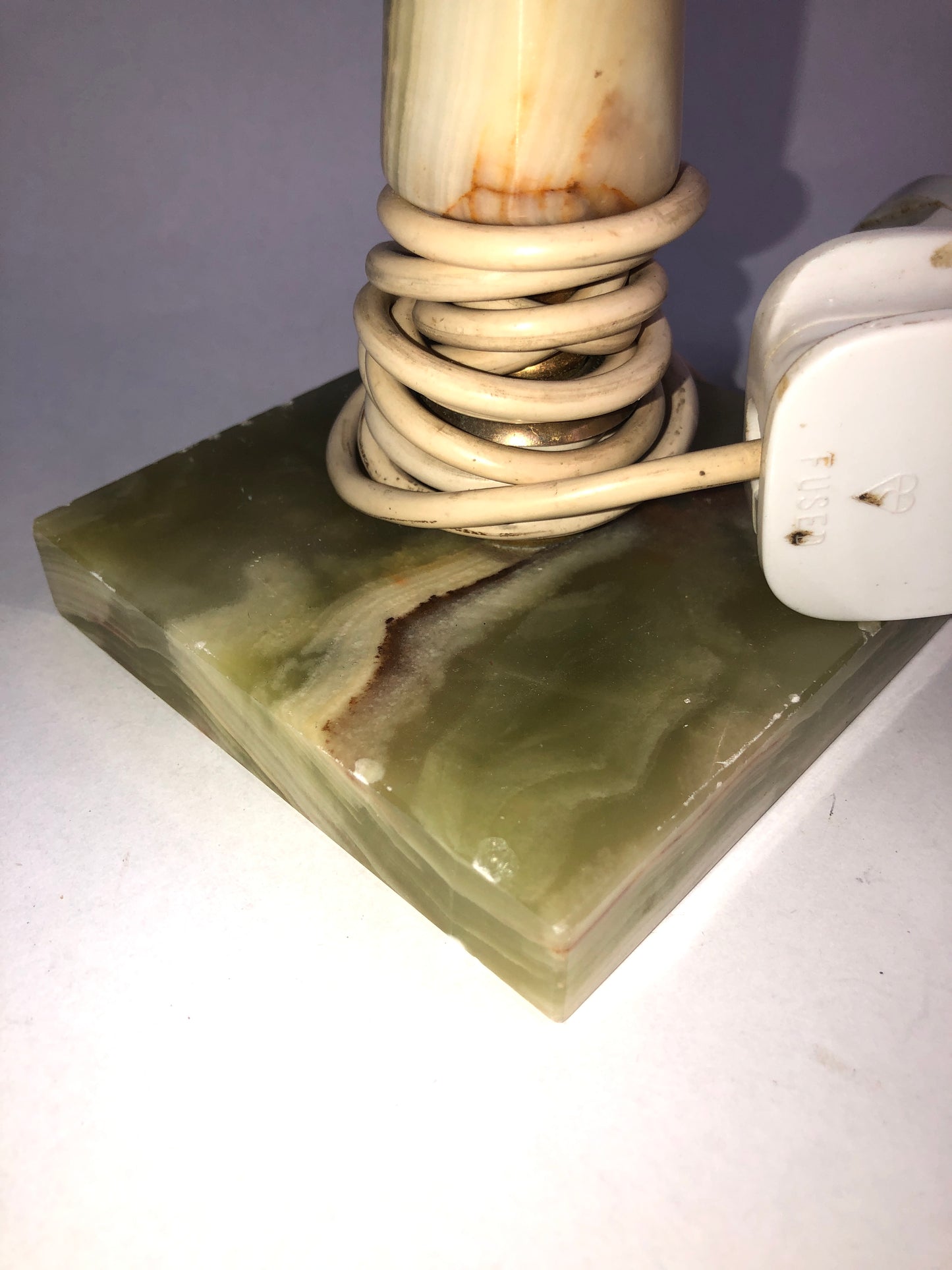 Pair of Vintage Onyx & Brass Table Lamps