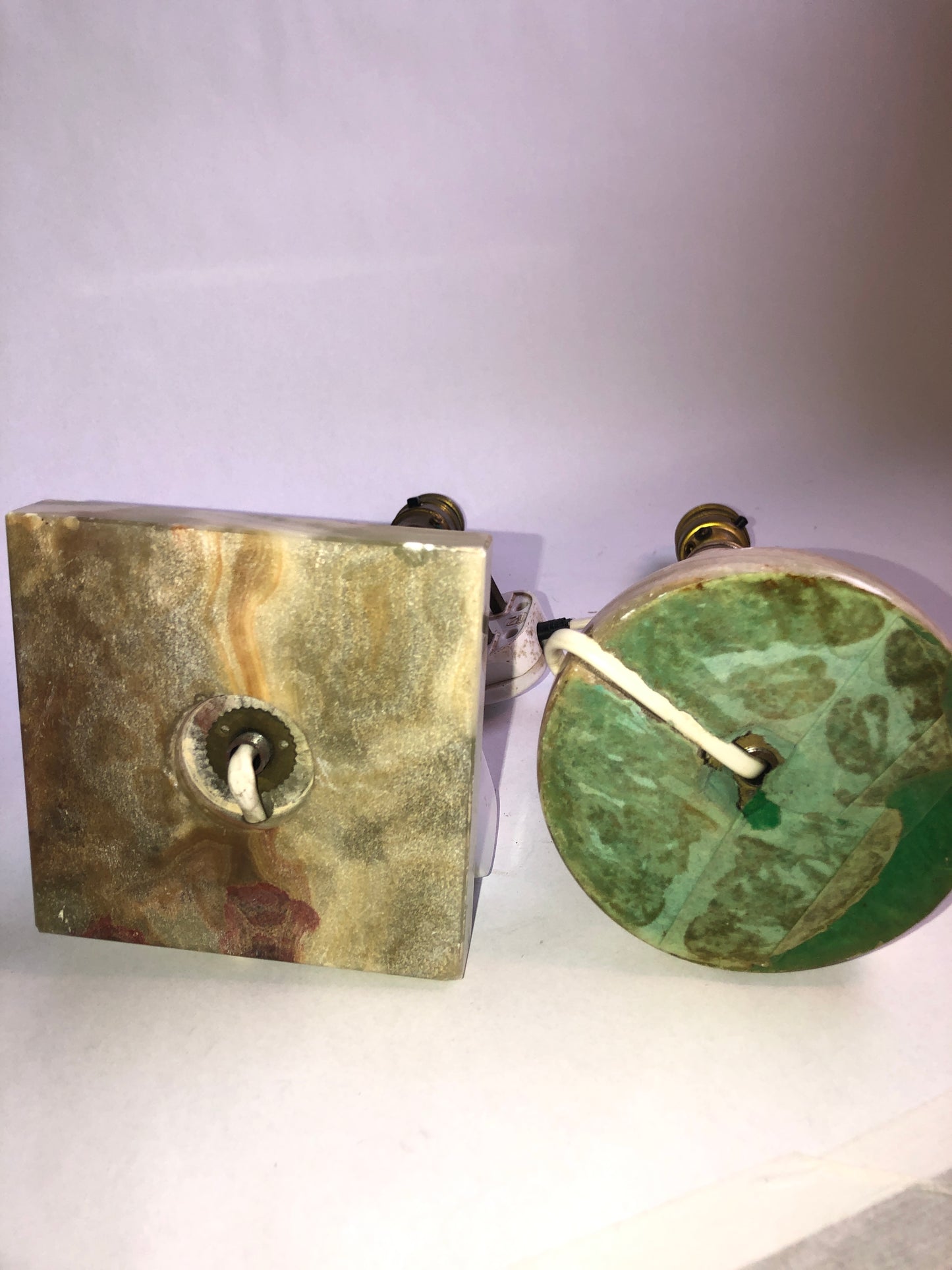 Pair of Vintage Onyx & Brass Table Lamps