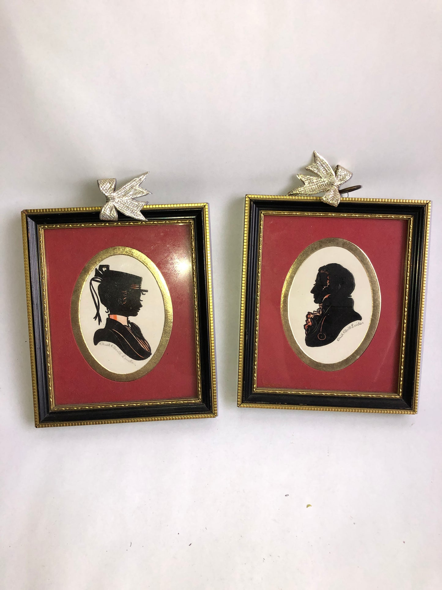 Framed Silhouette Portraits by Enid Elliott Linder (Pair)