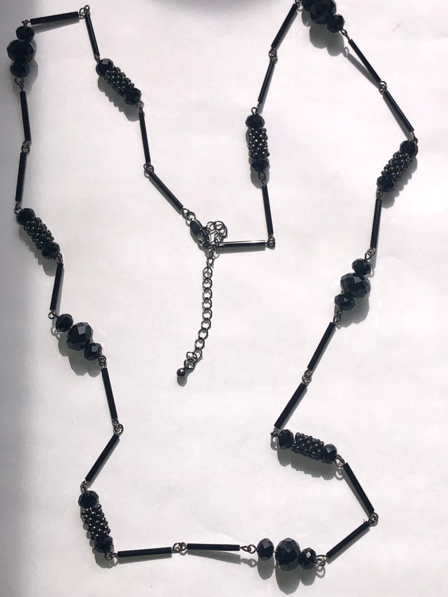 Vintage Black Faceted Bead Necklace - Twinkling