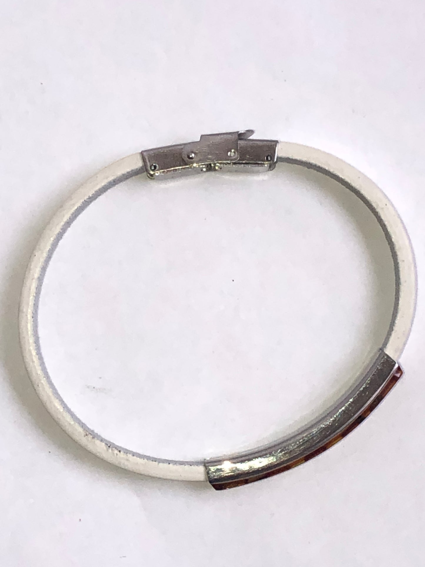 White Band Amber Panel Bracelet