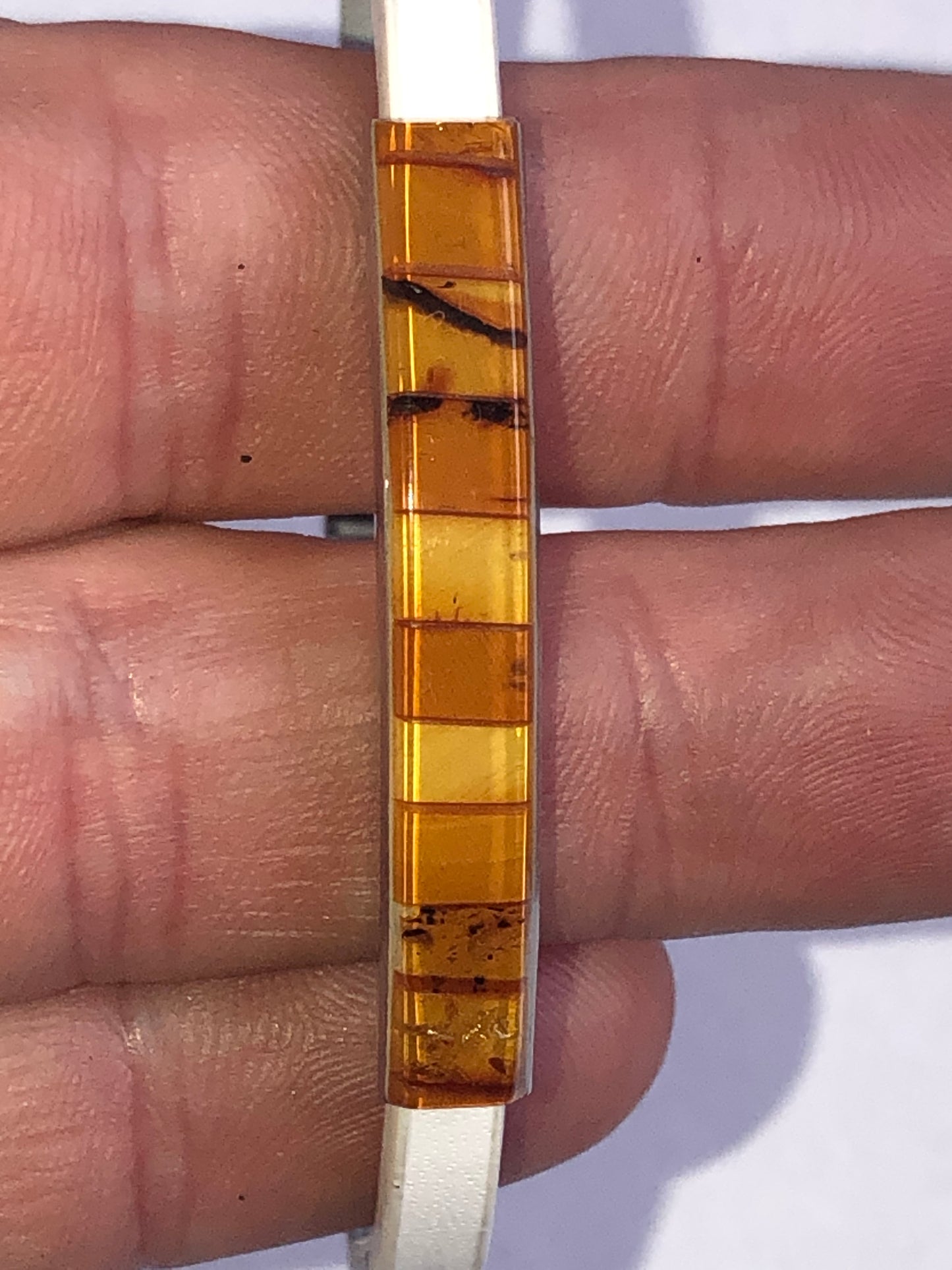 White Band Amber Panel Bracelet