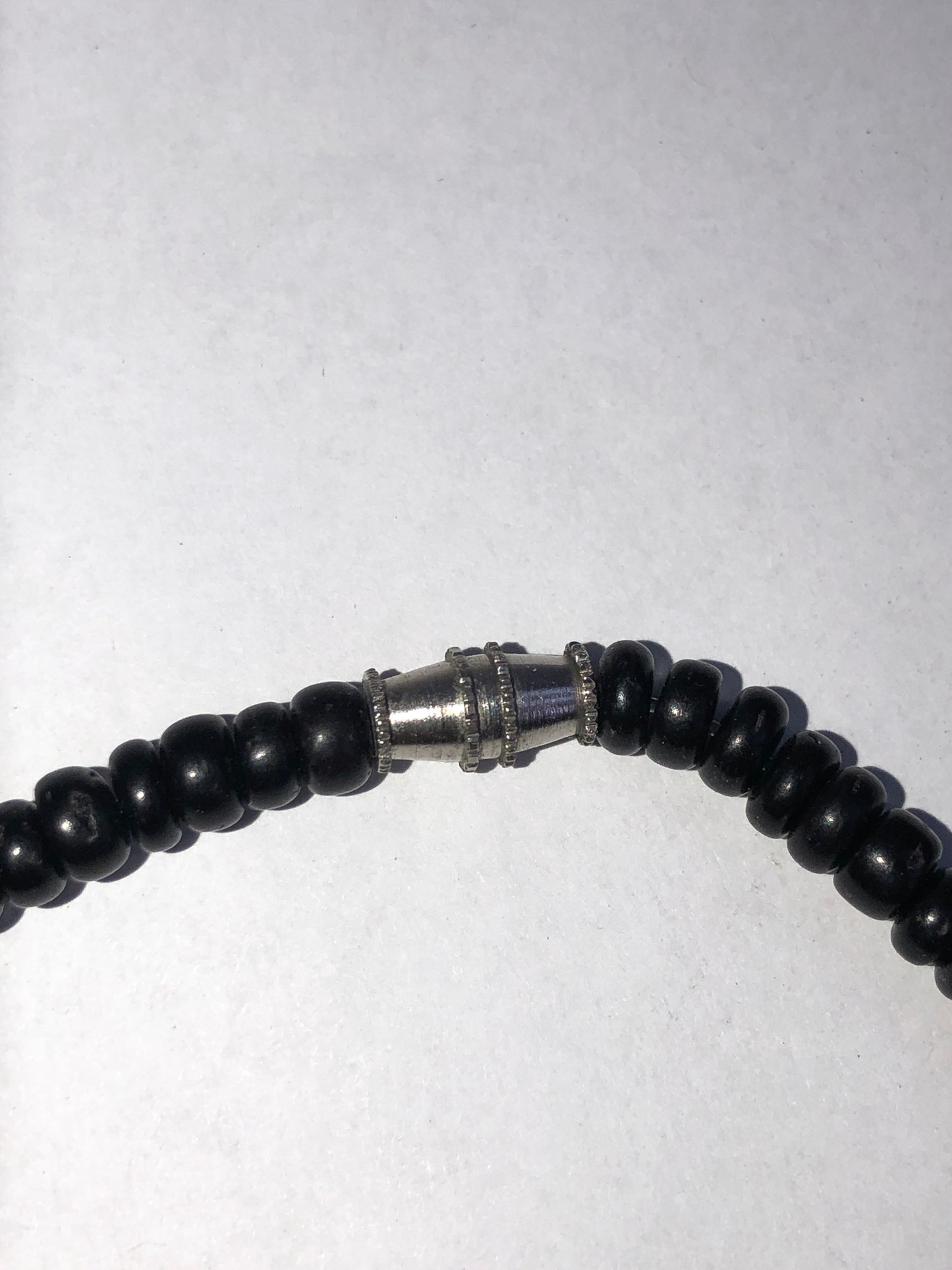 Vintage Black Bead & Shell Necklace