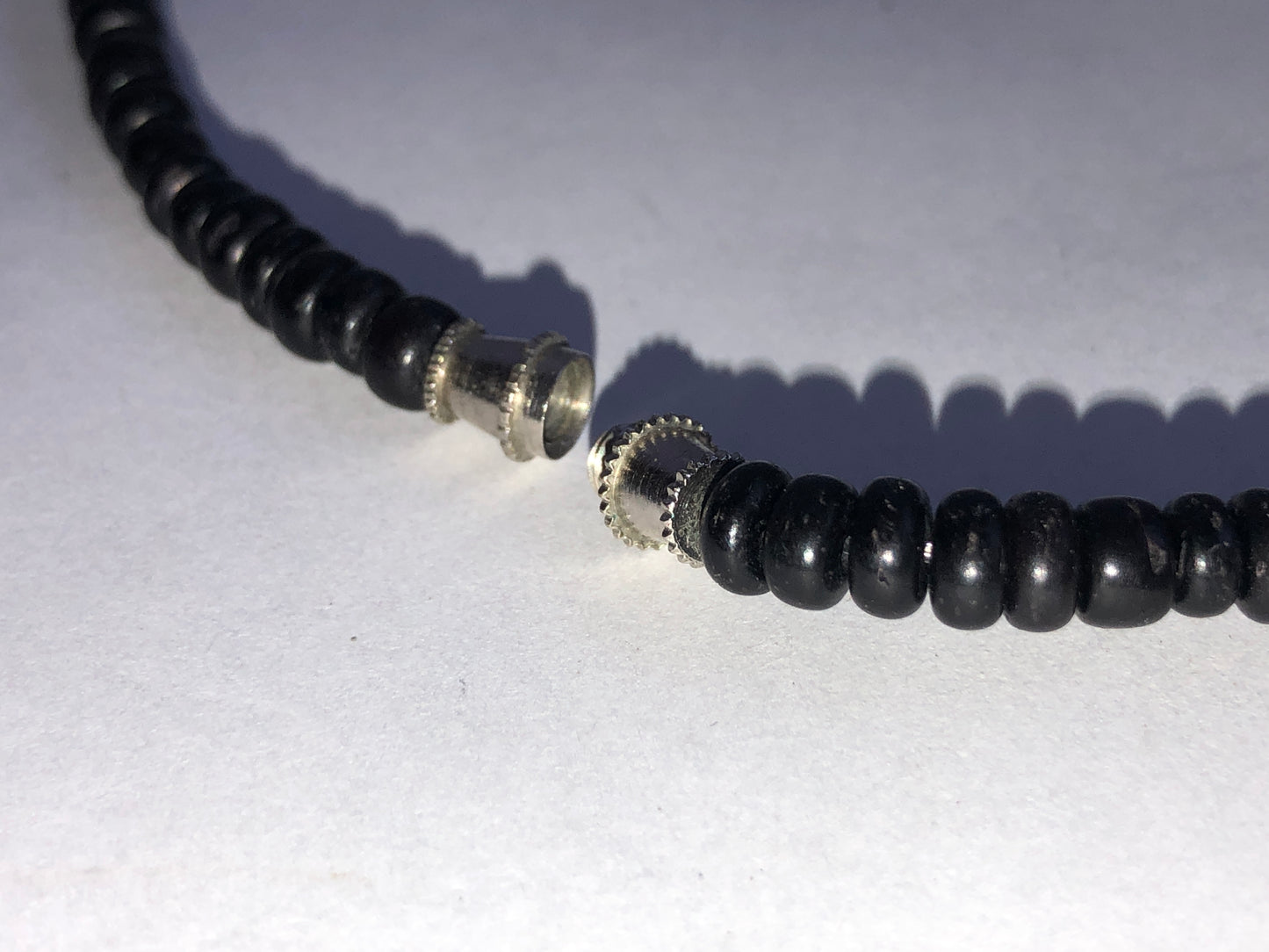 Vintage Black Bead & Shell Necklace