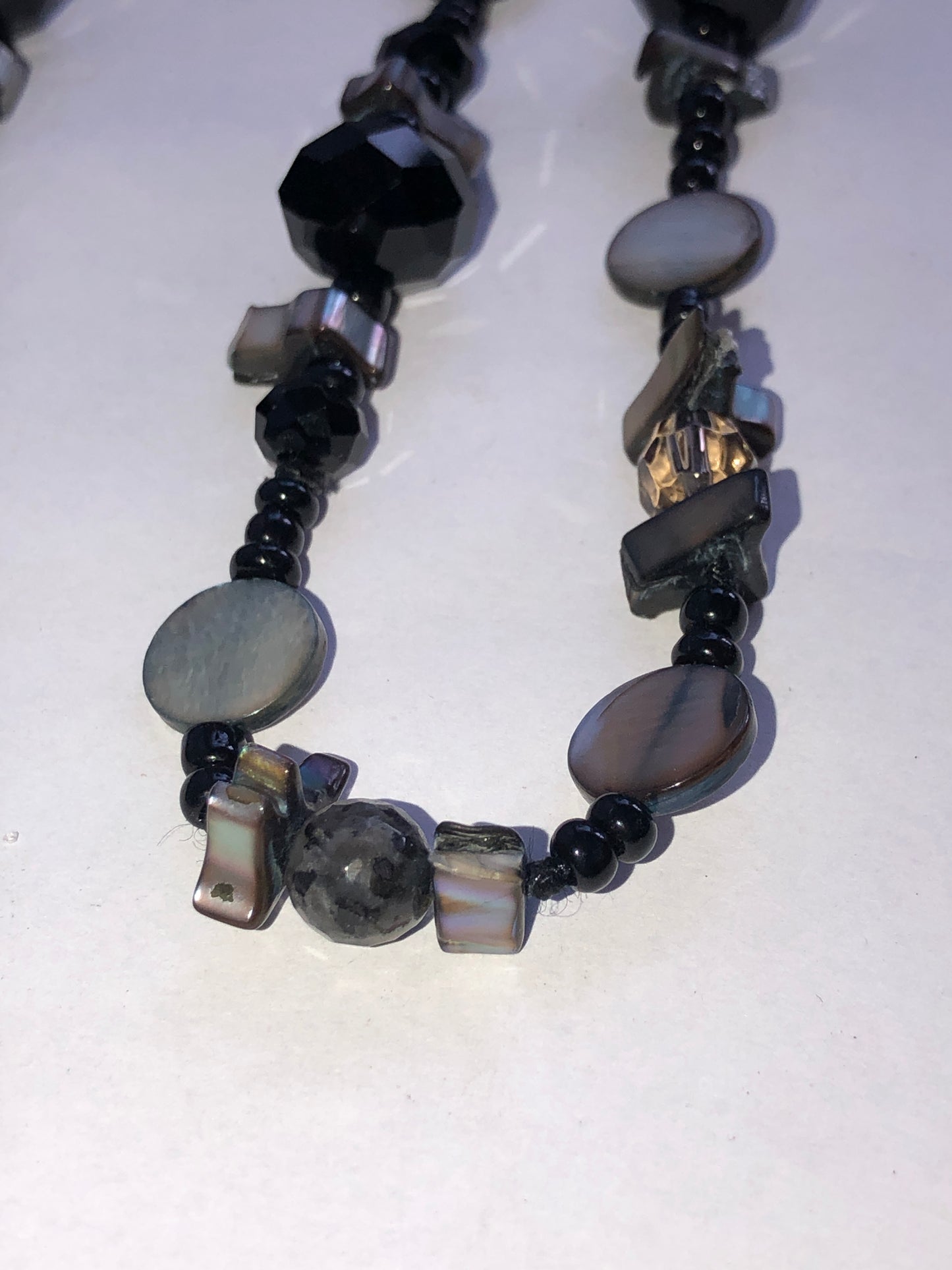 Multi-Strand Mother of Pearl & Mixed Bead Long Necklace