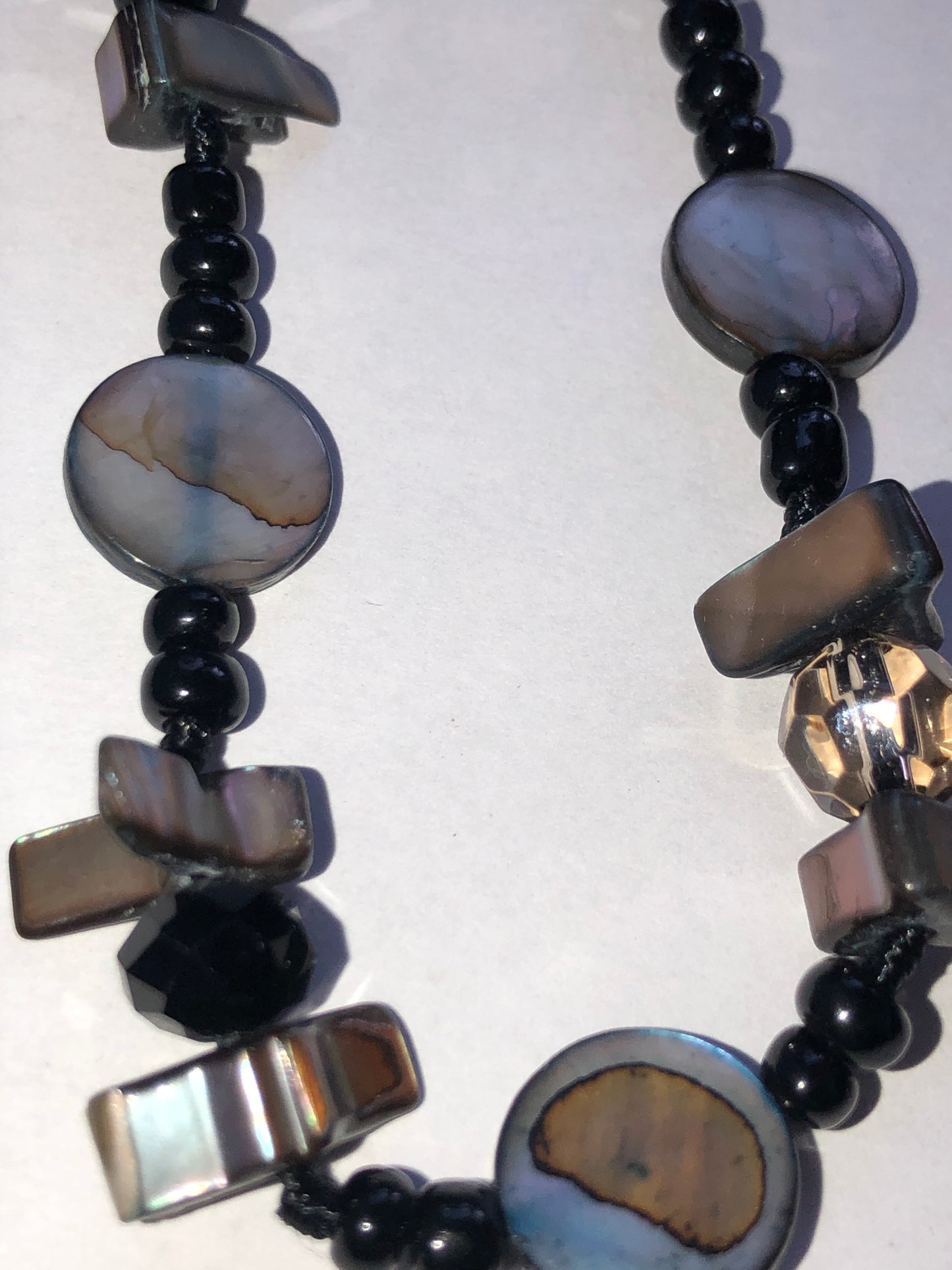 Multi-Strand Mother of Pearl & Mixed Bead Long Necklace