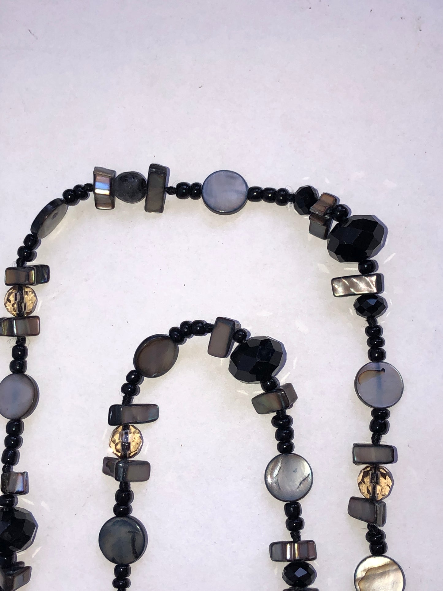 Multi-Strand Mother of Pearl & Mixed Bead Long Necklace