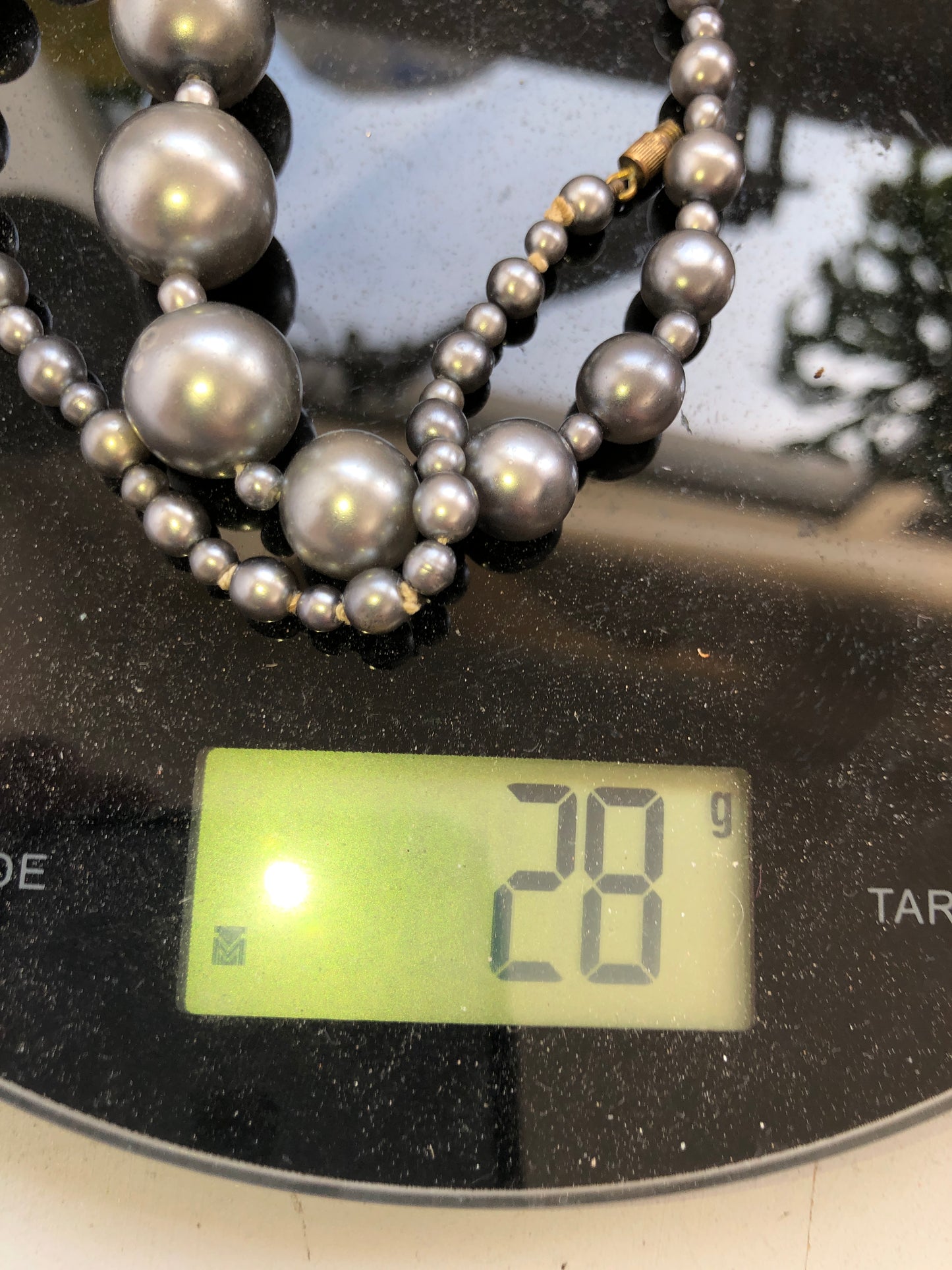 Vintage Graduated Grey Pearl Necklace