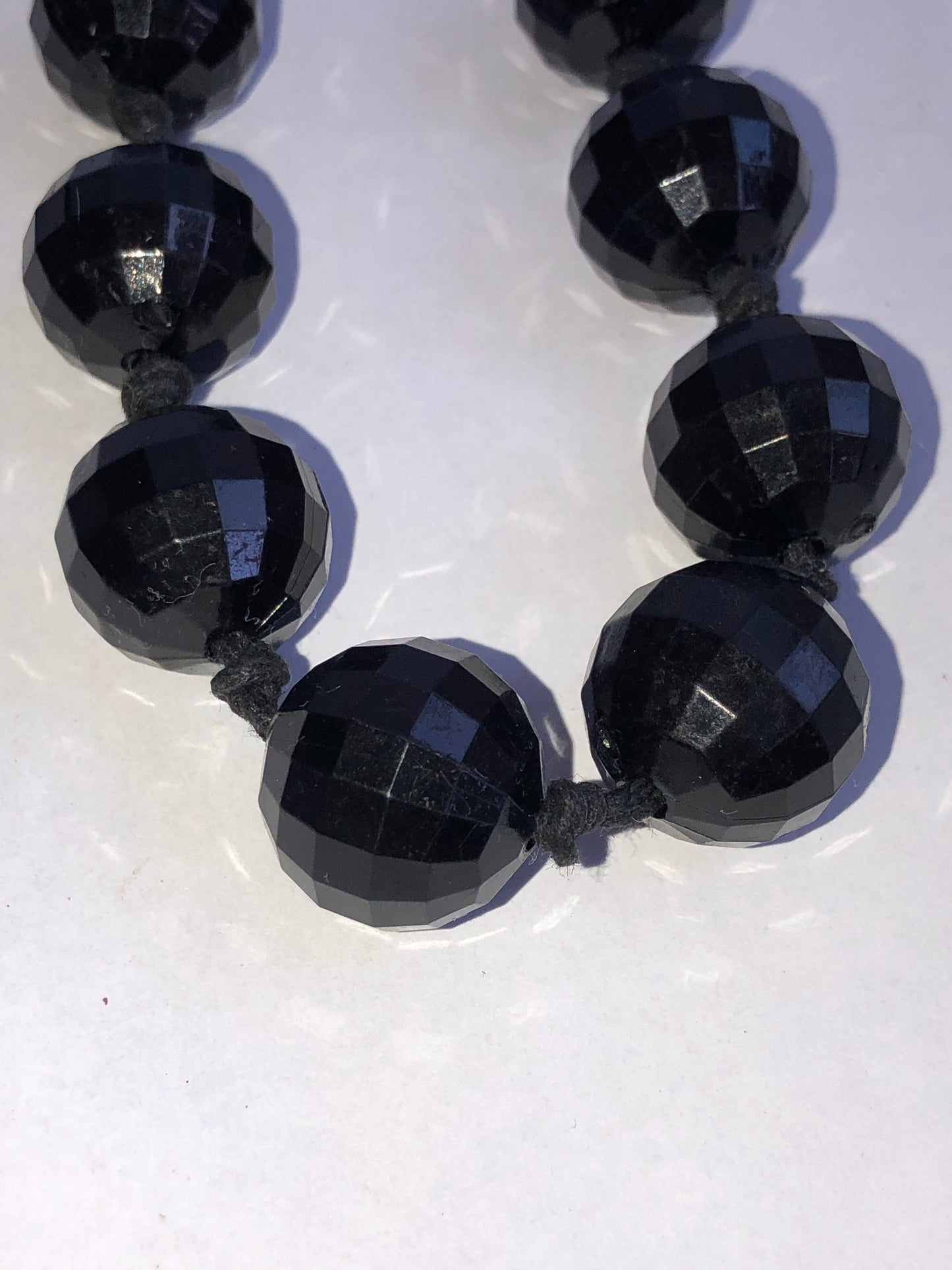 Vintage Faceted Black Jet-Style Bead Necklace