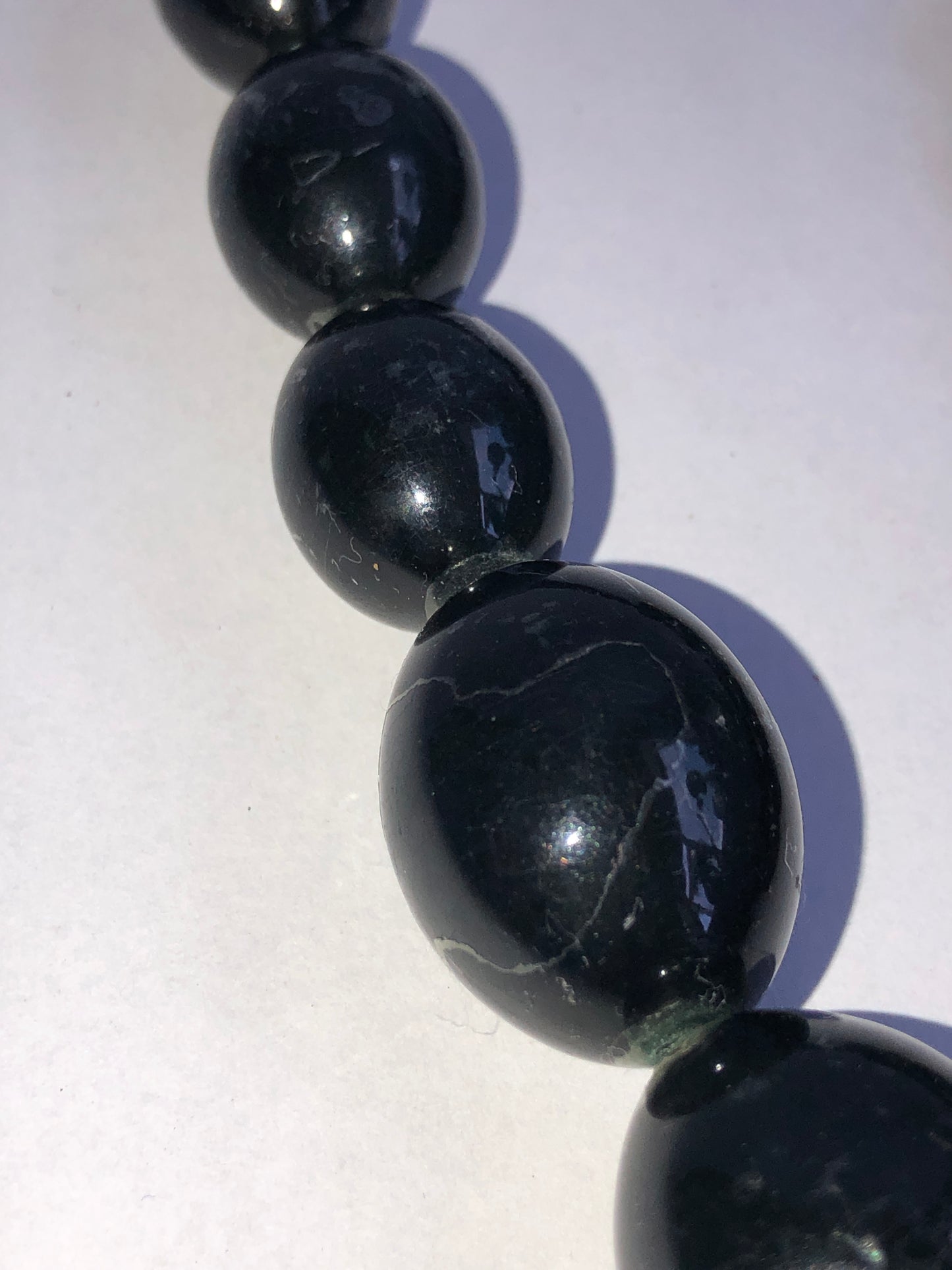 Vintage Graduated Black Oval Bead Necklace