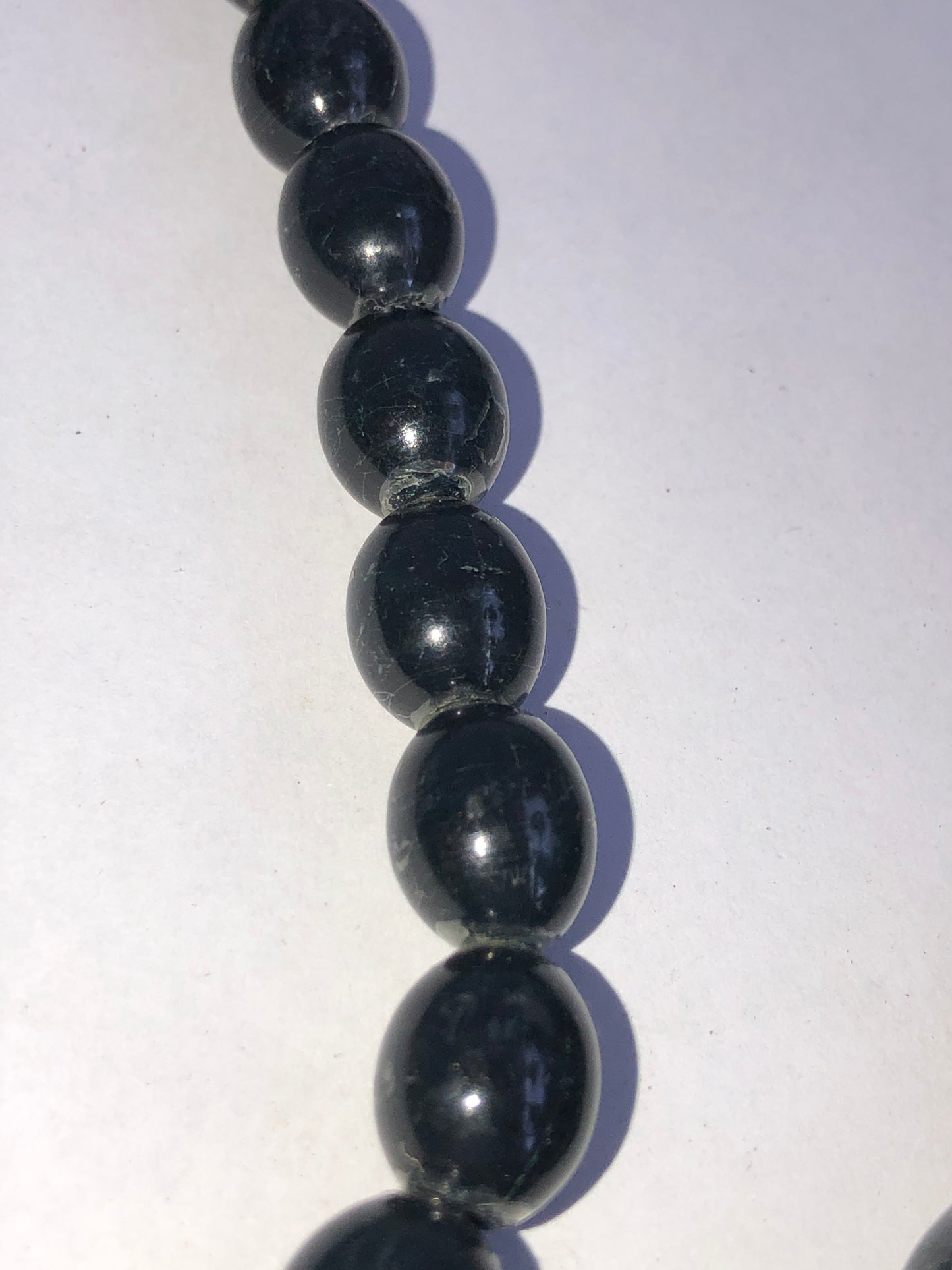 Vintage Graduated Black Oval Bead Necklace