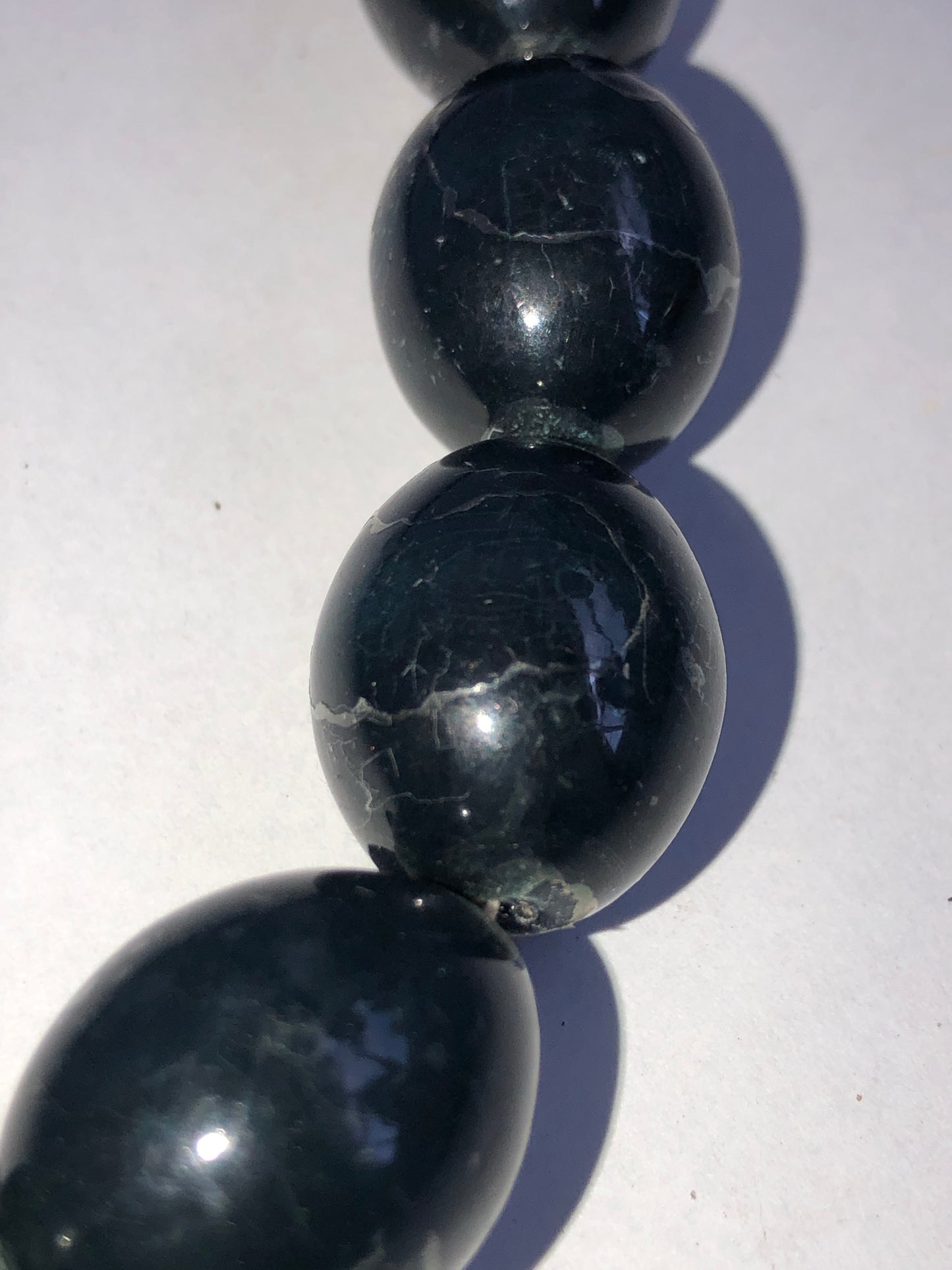 Vintage Graduated Black Oval Bead Necklace