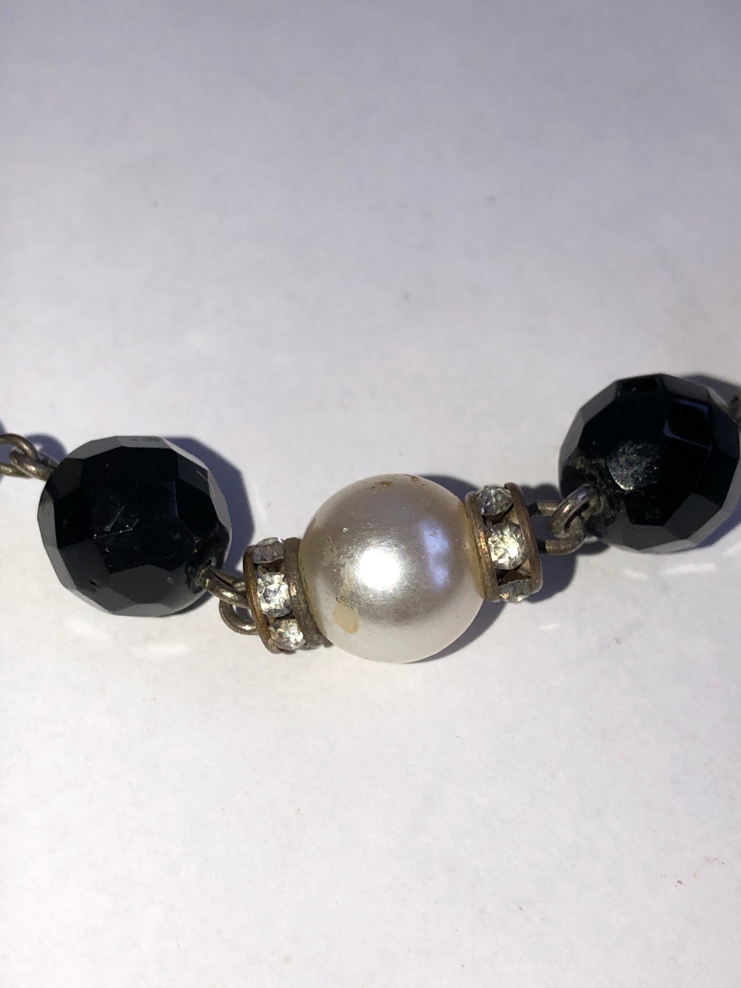 Vintage Monochrome Pearl & Black Glass Necklace