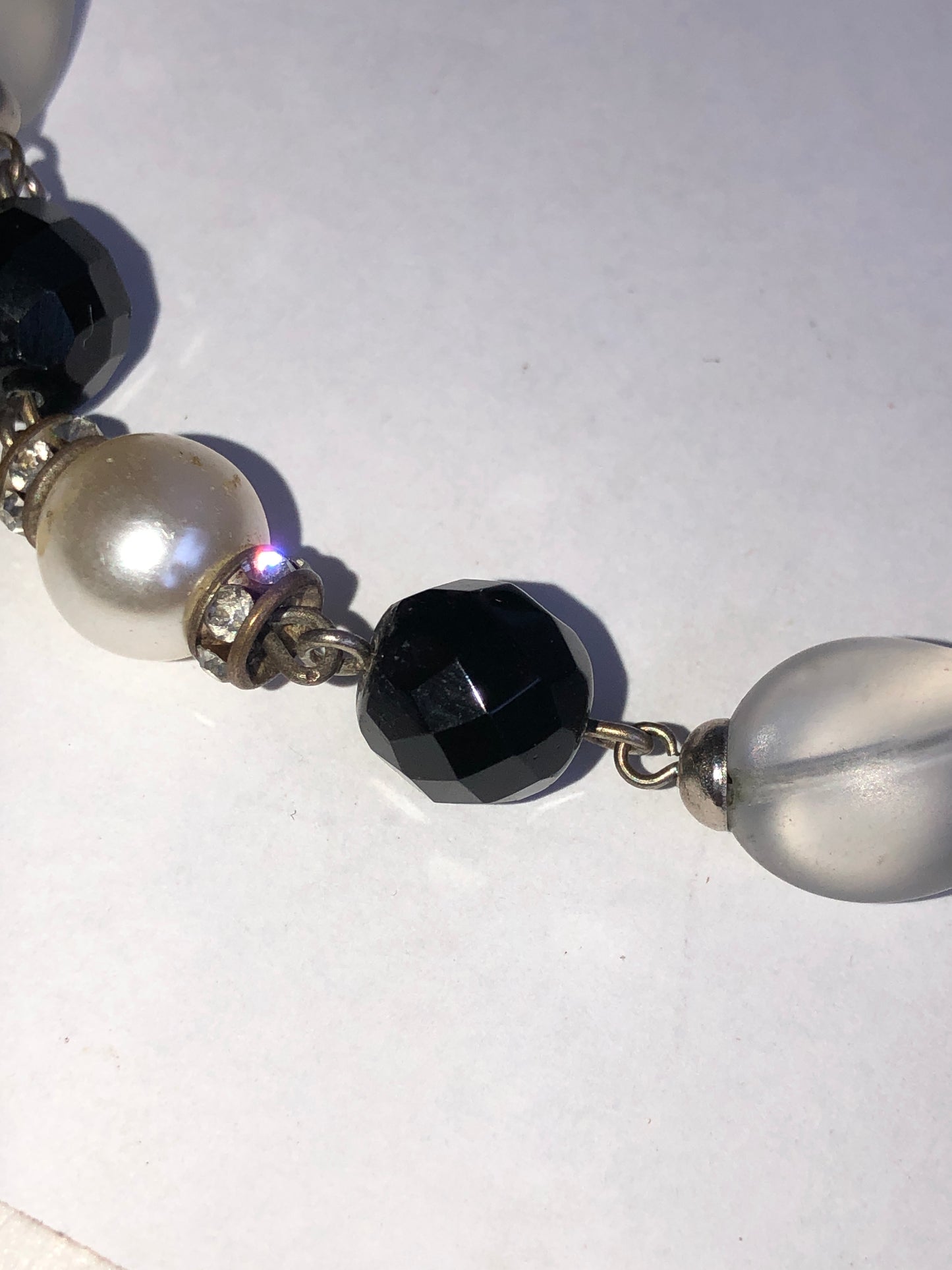 Vintage Monochrome Pearl & Black Glass Necklace