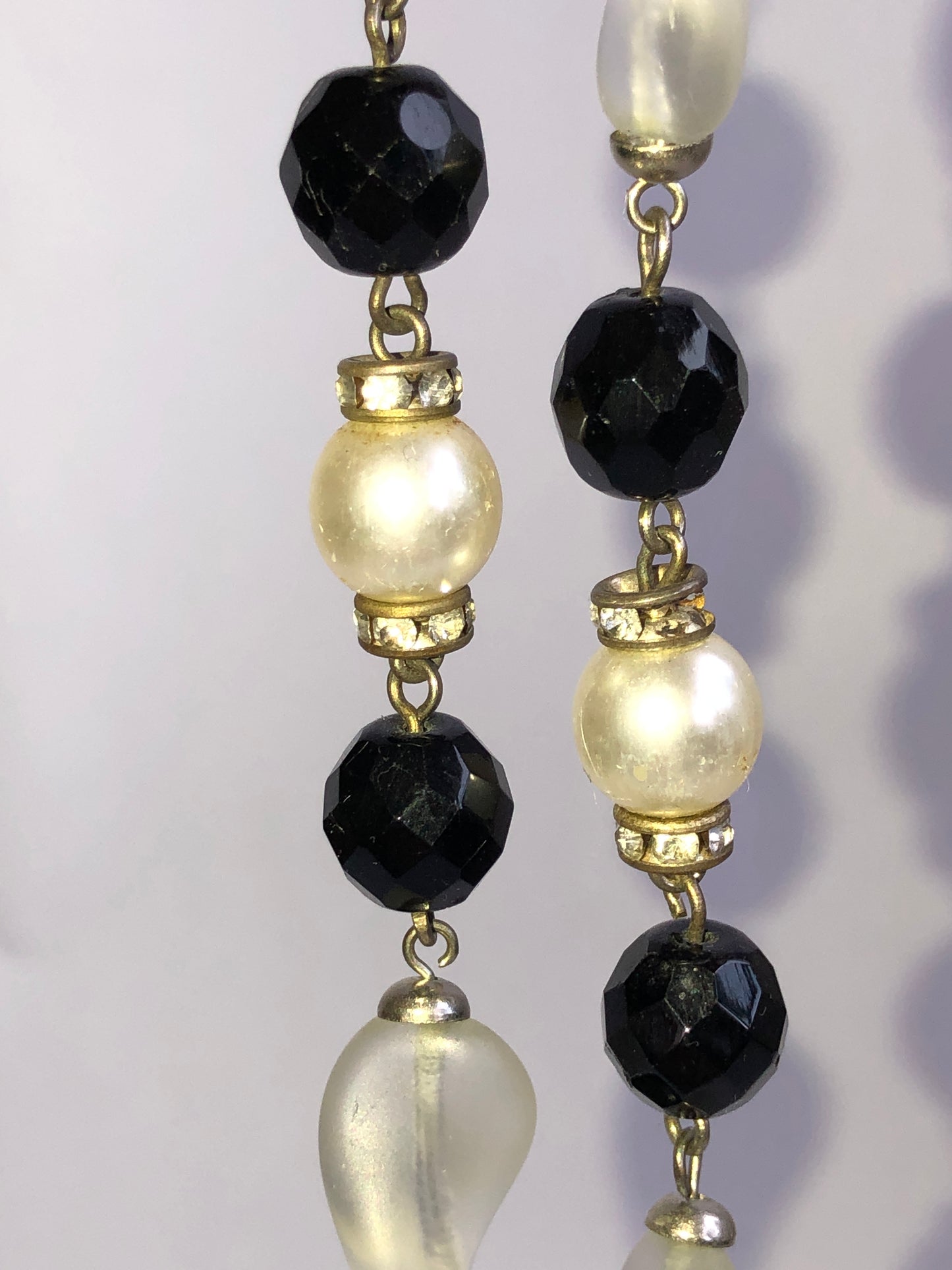 Vintage Monochrome Pearl & Black Glass Necklace