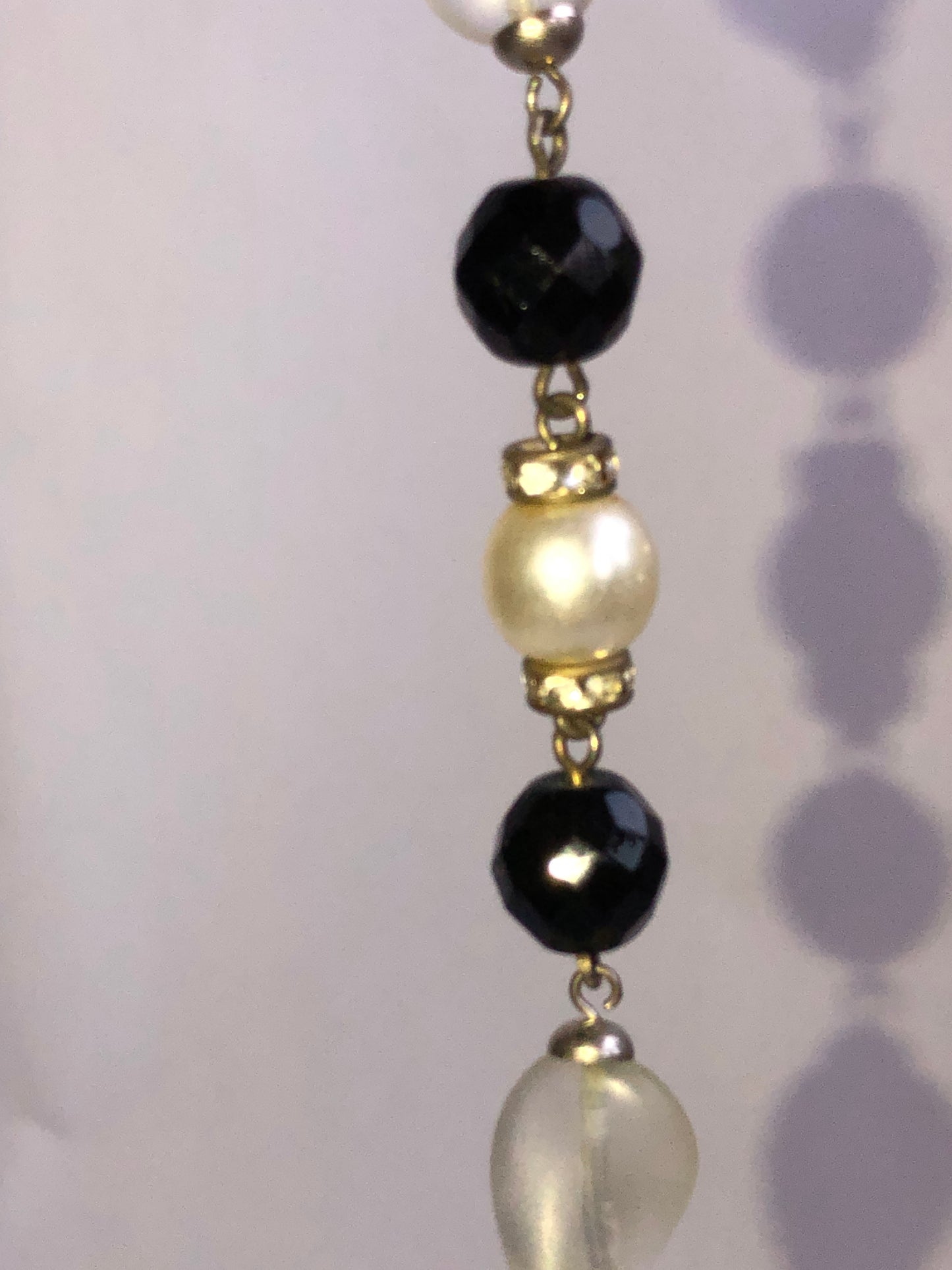 Vintage Monochrome Pearl & Black Glass Necklace