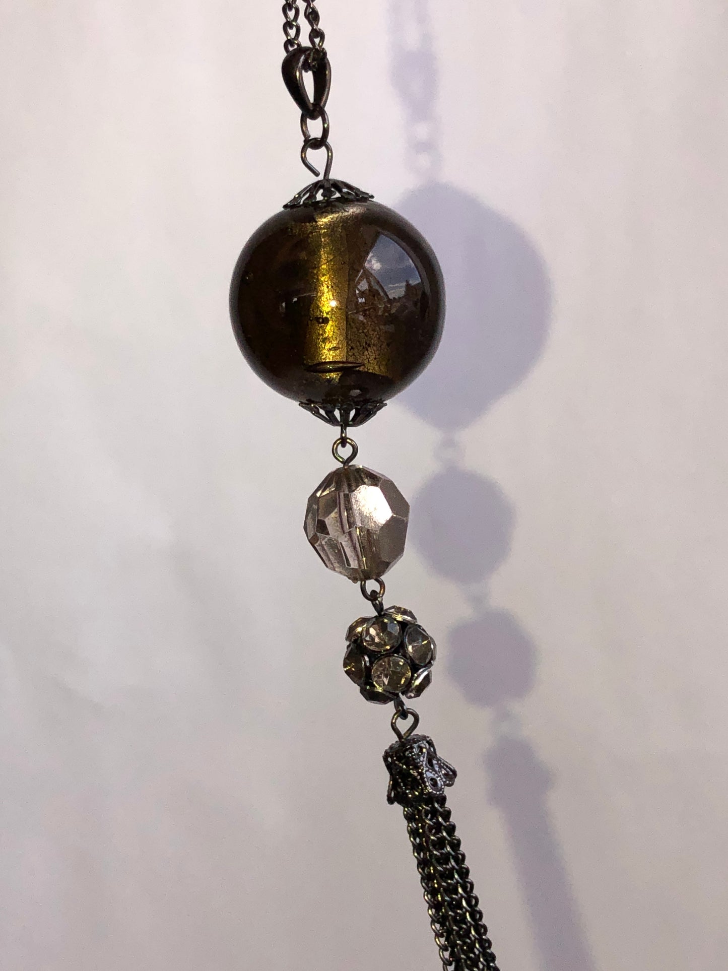 Contemporary Long Pendant Necklace with Mixed Beads & Tassel