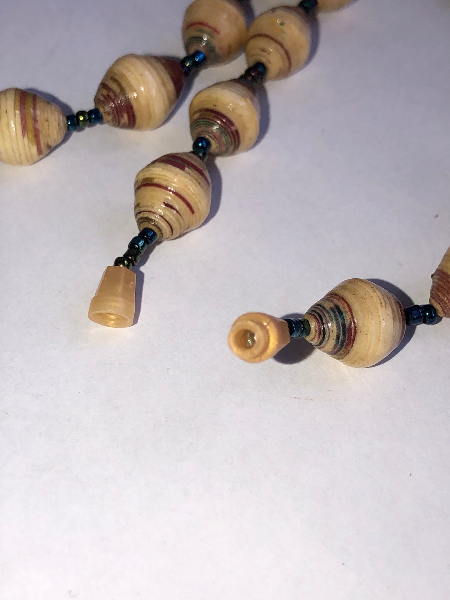 Vintage Hand-Rolled Paper Bead Long Necklace