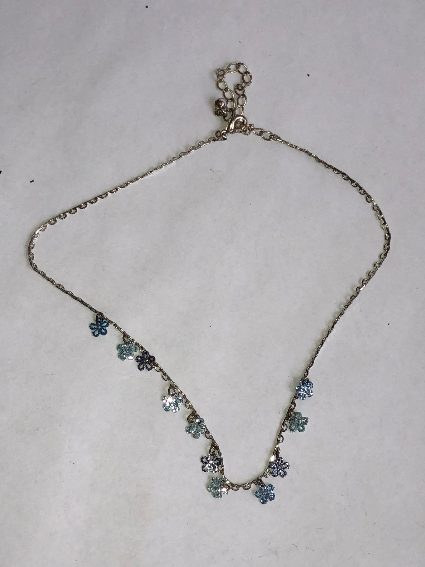 Contemporary Blue Flower Charm Necklace
