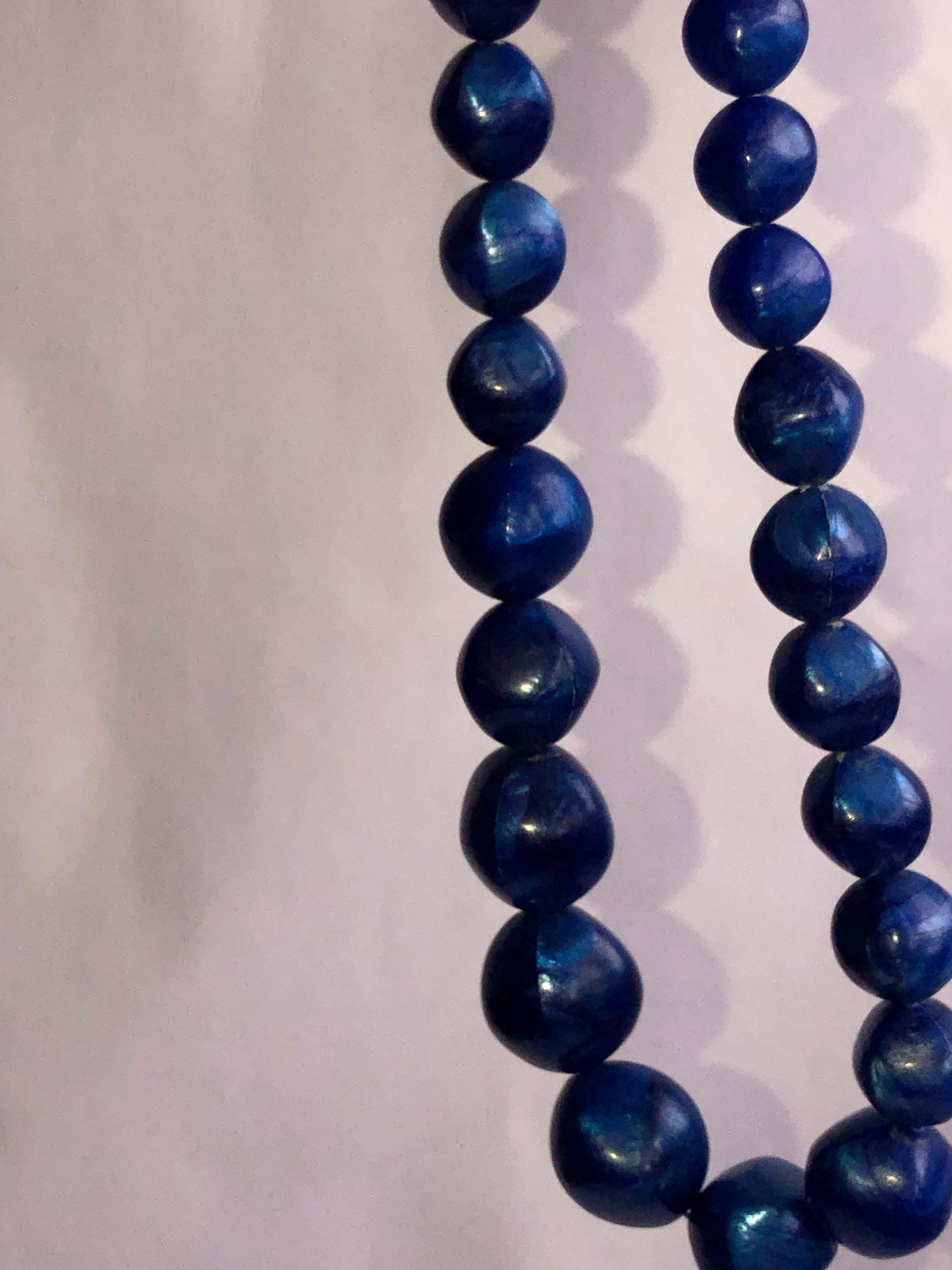 Vibrant Vintage Iridescent Blue Graduated Bead Necklace