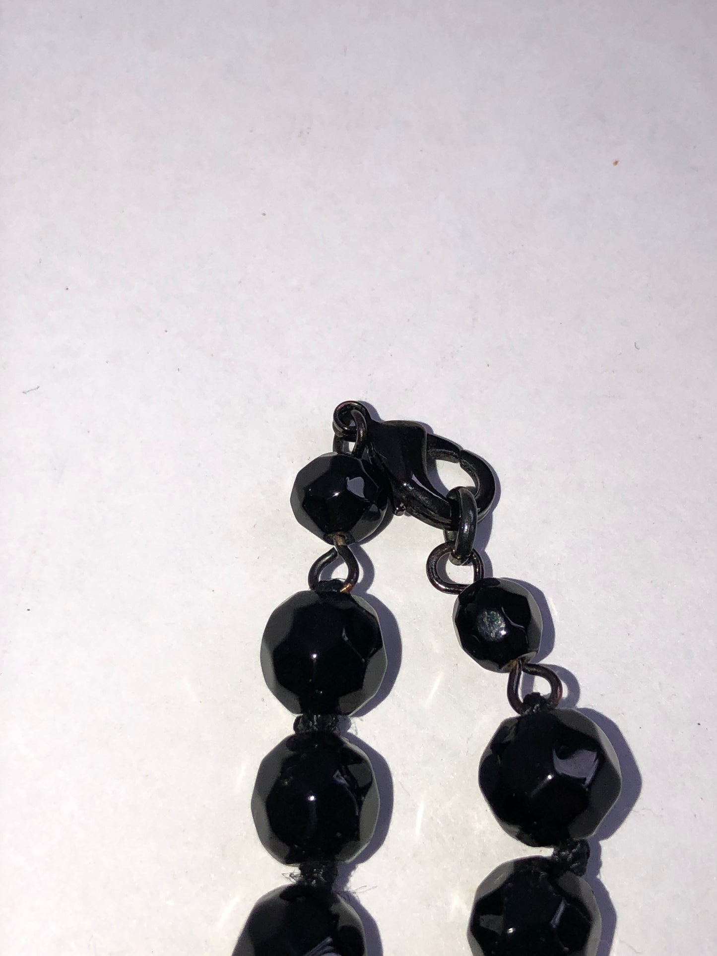Vintage Black Faceted Pendant Necklace with Marcasite Accents