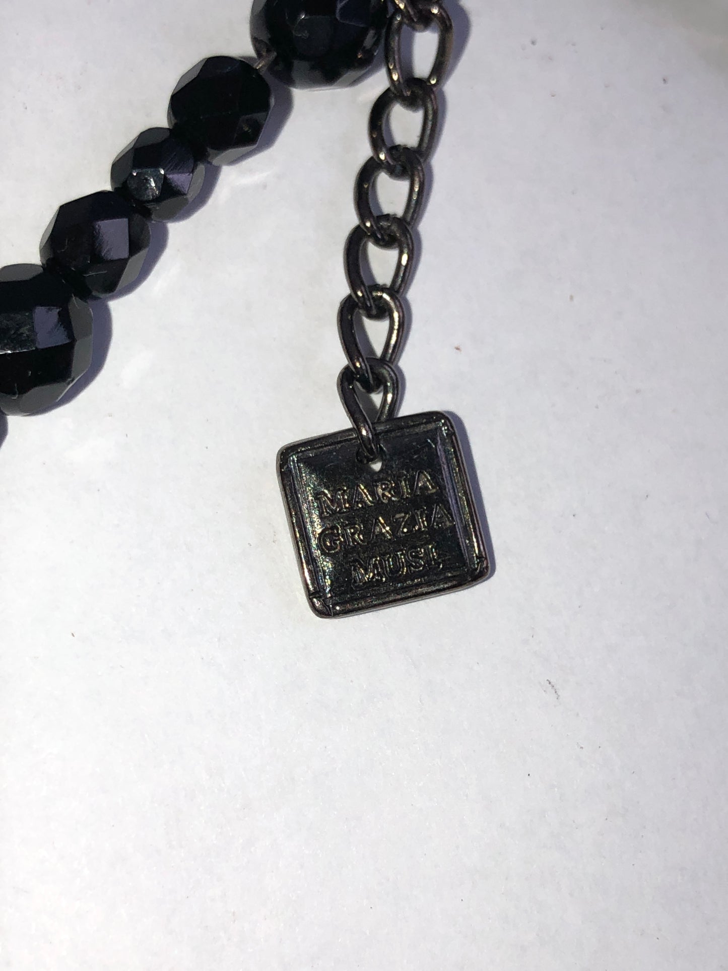 Authentic Maria Grazia Musi Faceted Black Bead Necklace