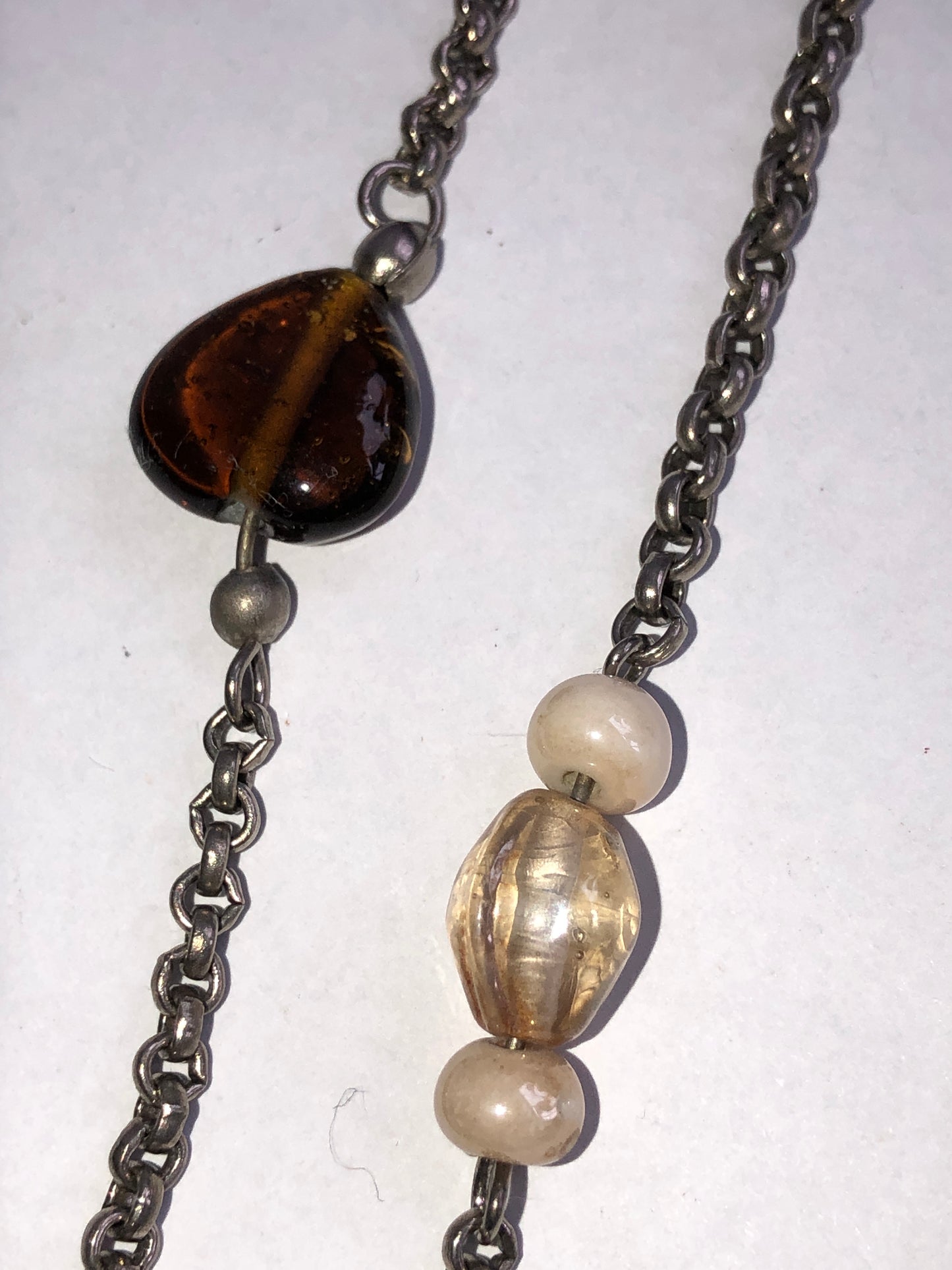 Multi-Colour Glass Bead Station Chain Necklace