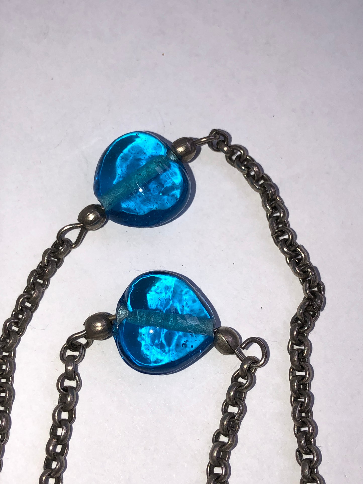 Multi-Colour Glass Bead Station Chain Necklace