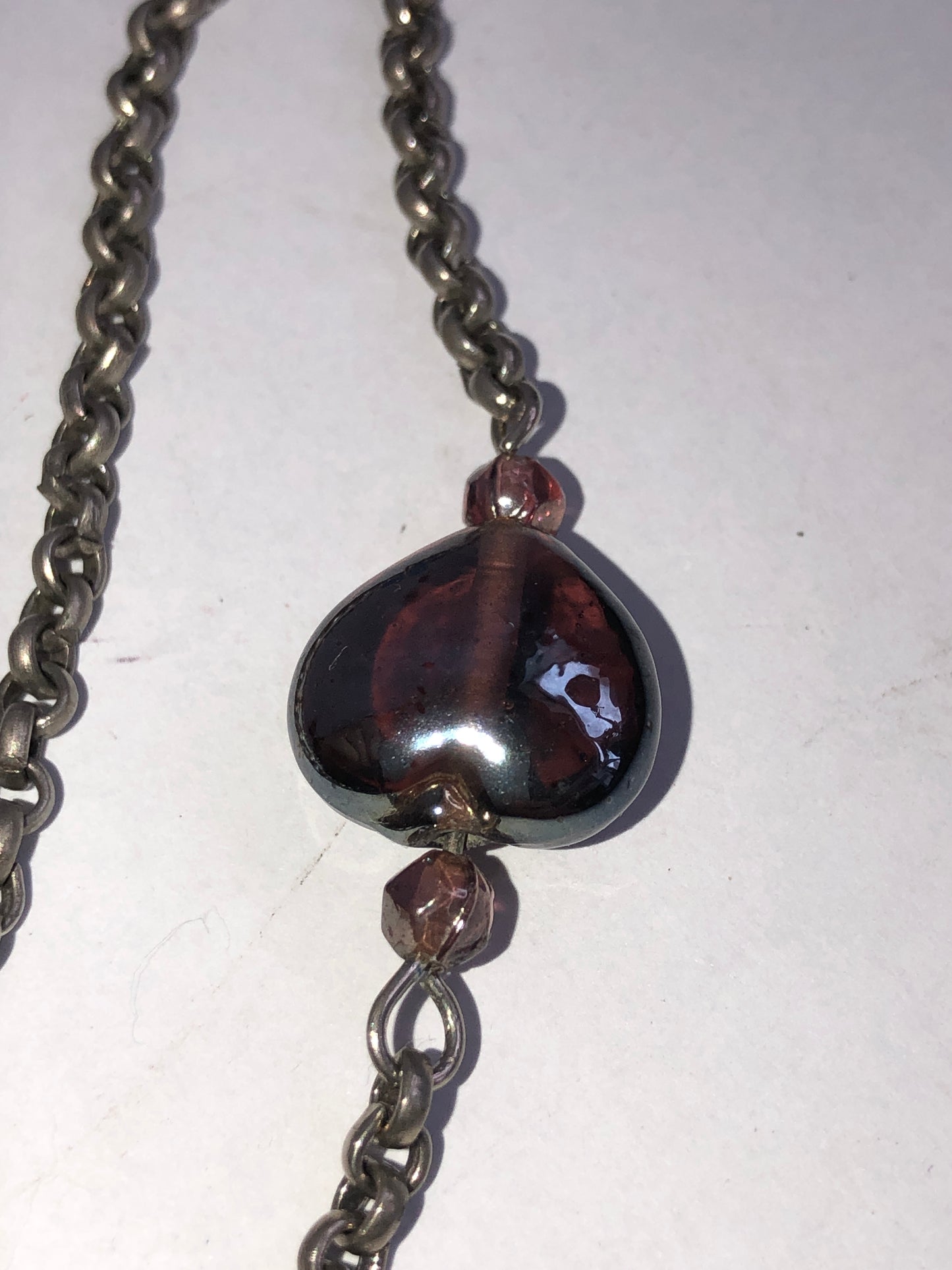 Multi-Colour Glass Bead Station Chain Necklace