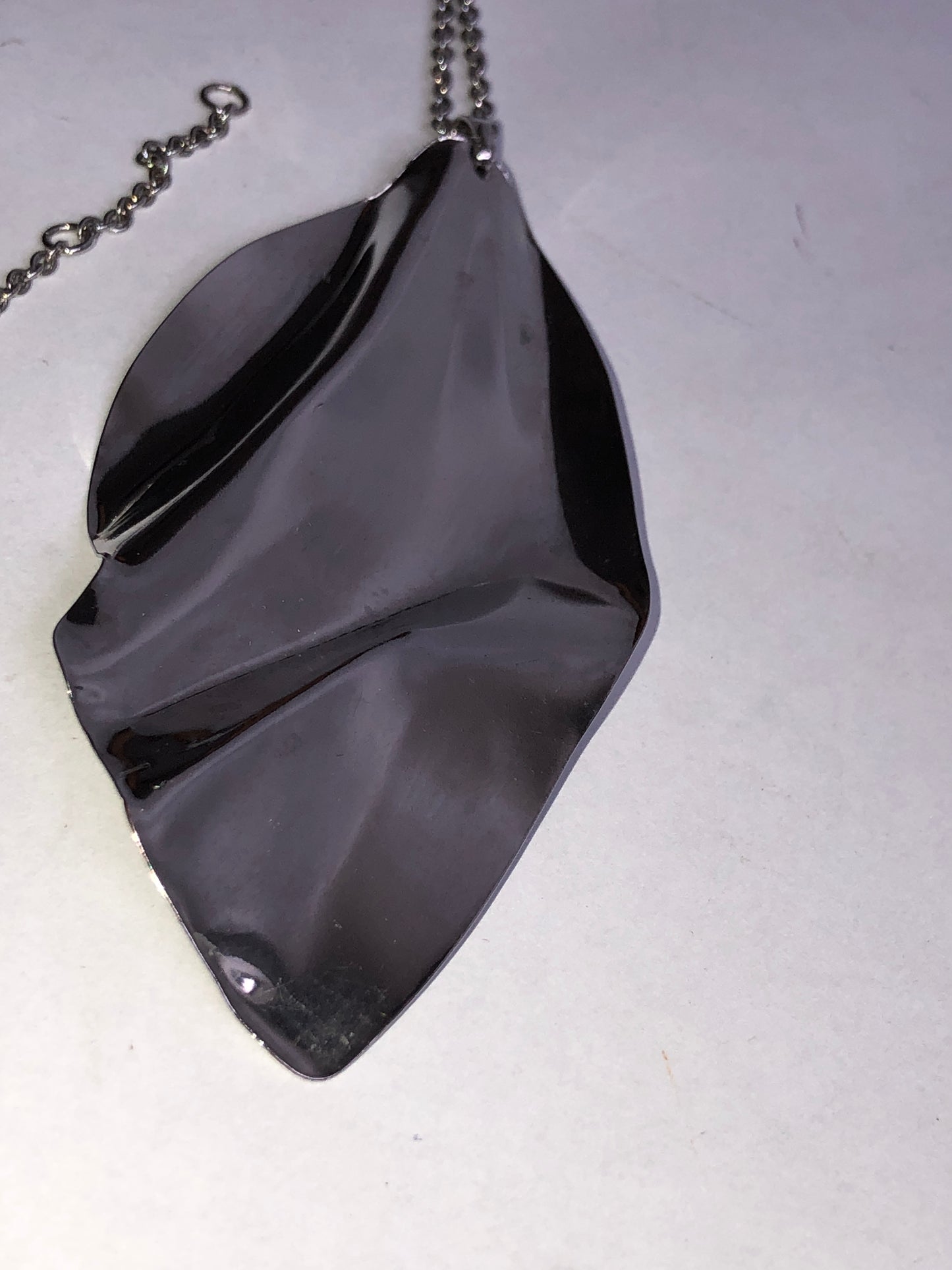 Oliver Bonas Silver-Tone Abstract Leaf Pendant Necklace