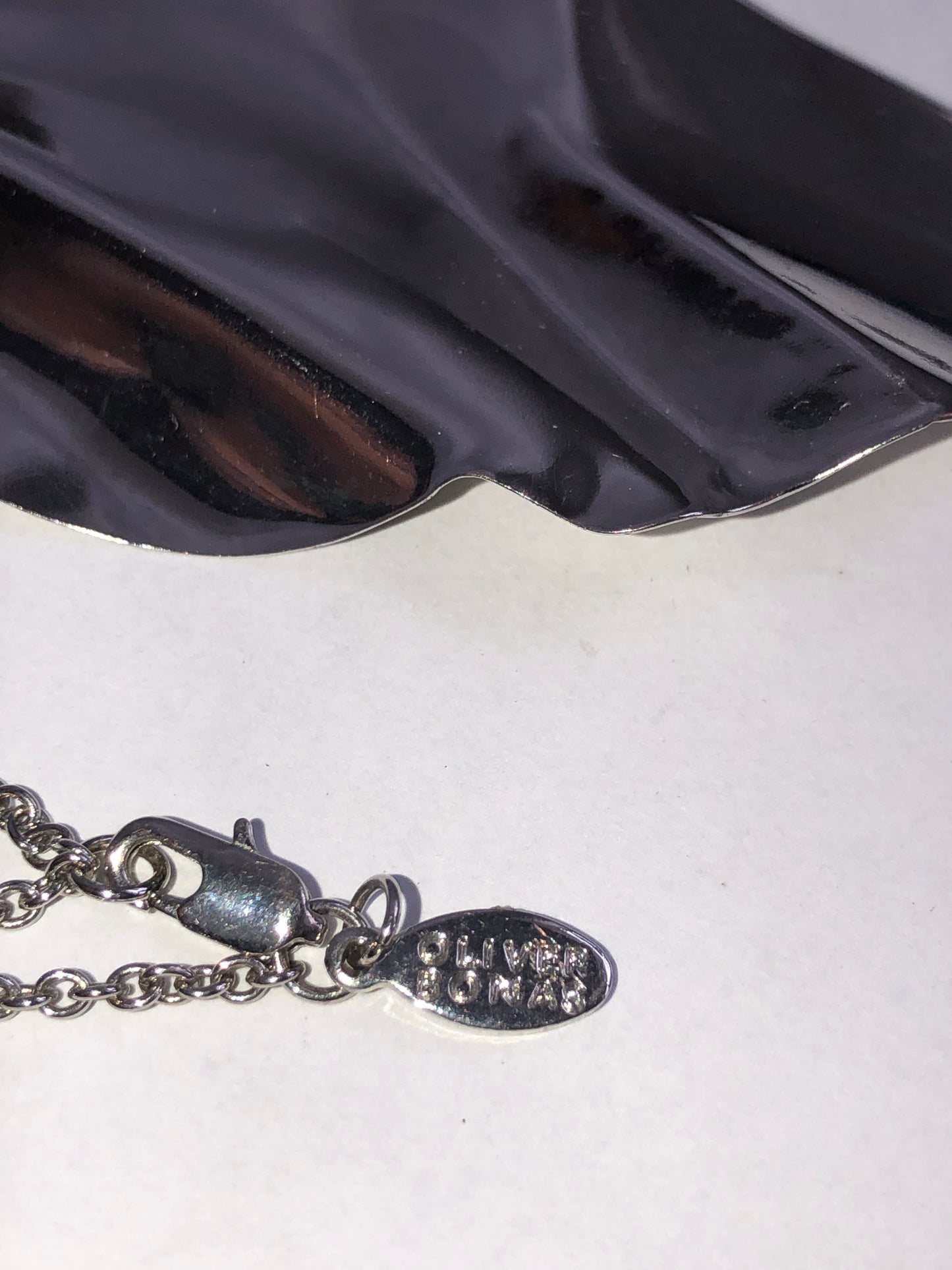 Oliver Bonas Silver-Tone Abstract Leaf Pendant Necklace