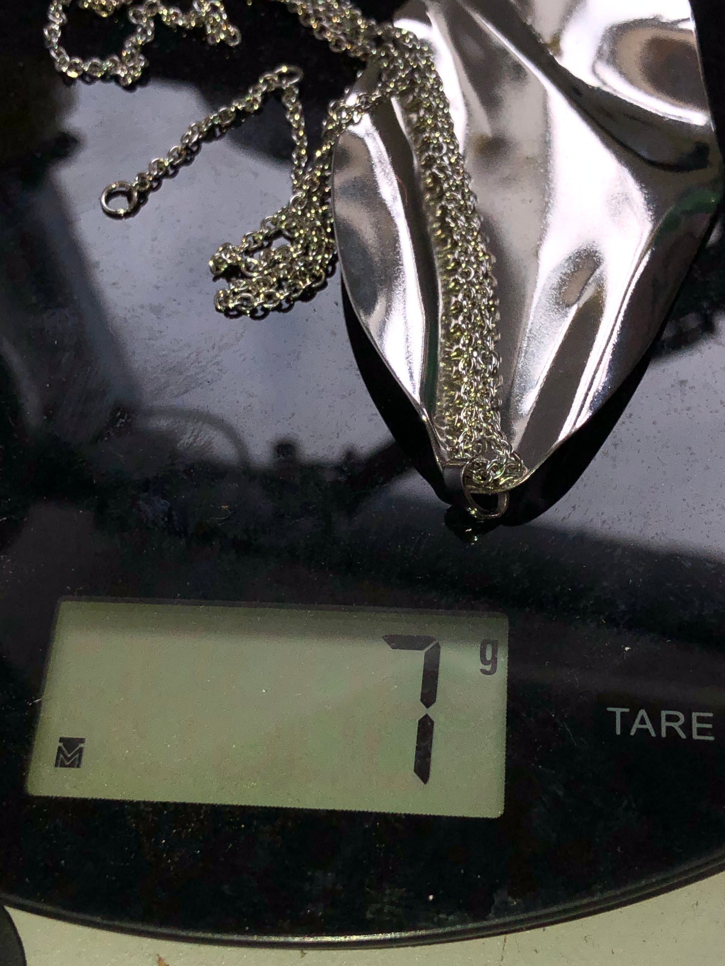 Oliver Bonas Silver-Tone Abstract Leaf Pendant Necklace