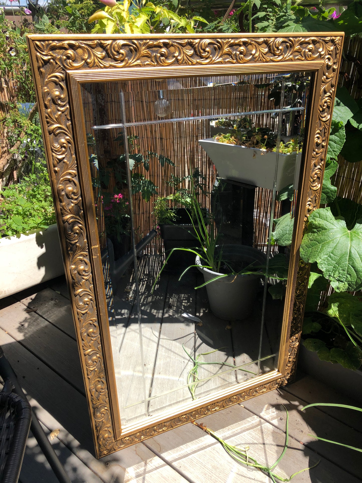 Vintage Ornate Gold Frame Panelled Mirror