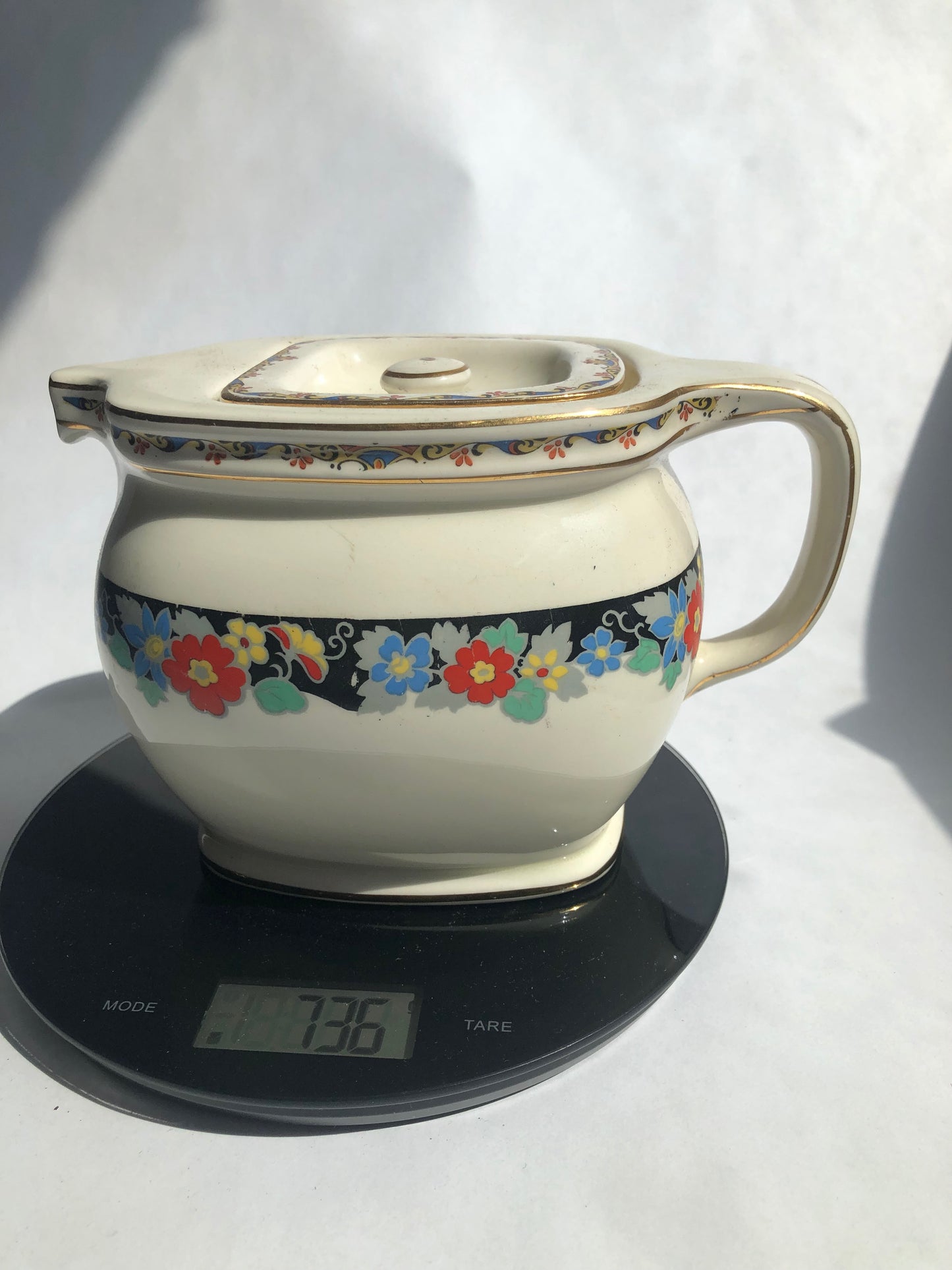 Vintage Royal Winton Grimwades Art Deco Floral Teapot/Jug (Pat 301262)