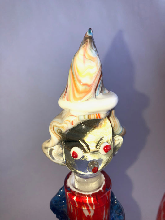 Pair of Vintage Murano Style Glass Clown Decanters (Some Damage)