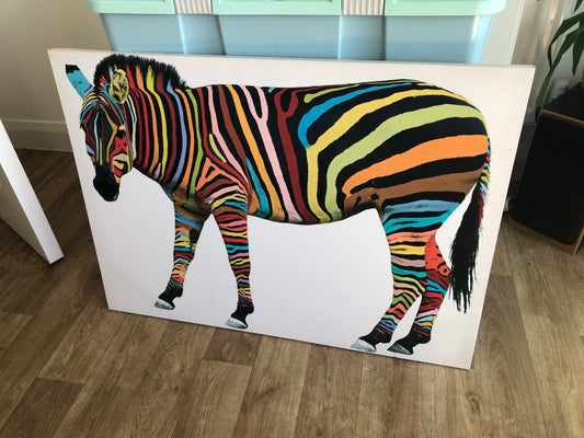 Multicolour Zebra Pop Art Style Canvas Print