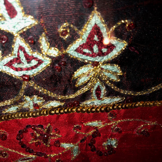 Framed Indian Embroidered Textile Art with Sequins
