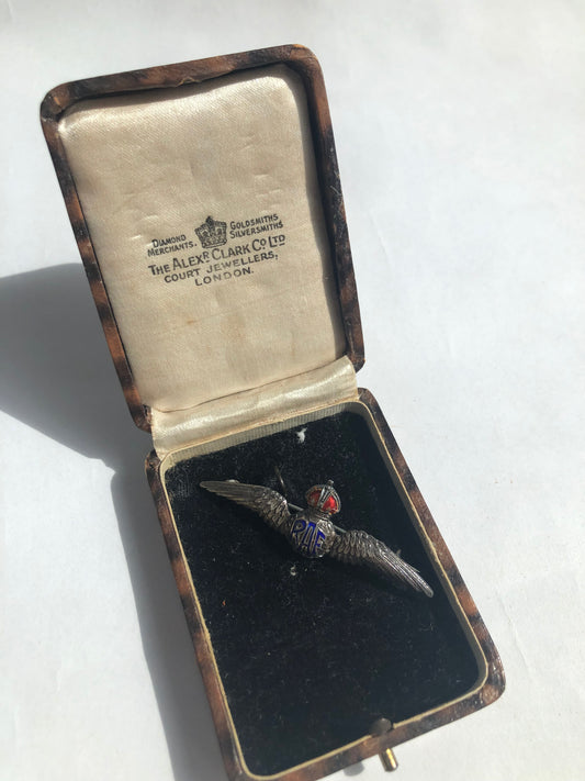 Vintage RAF Sweetheart Brooch Silver & Enamel Boxed (Alexr Clark Co)