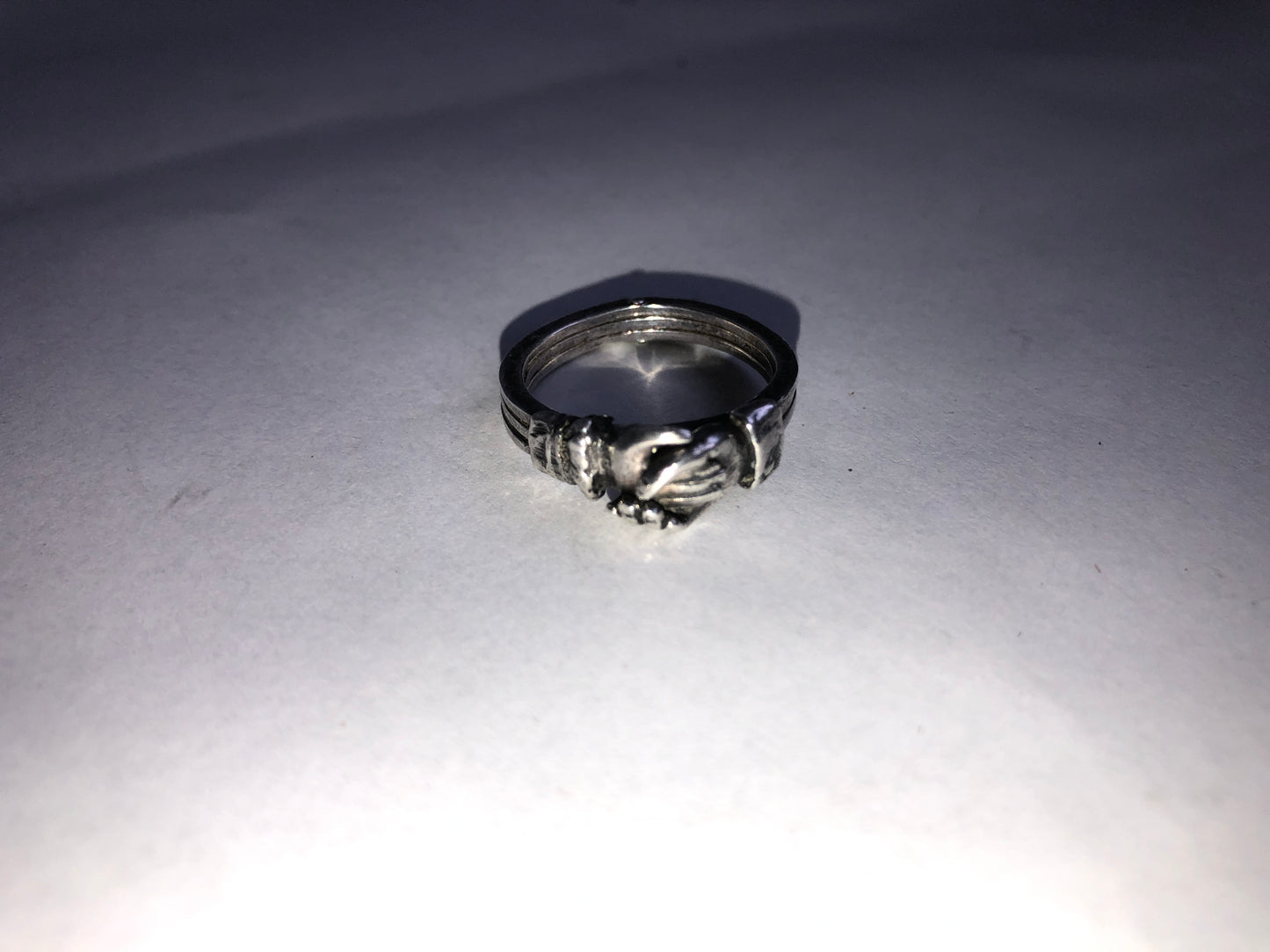 Vintage Sterling Silver Fede Puzzle Ring - Clasping Hands Design