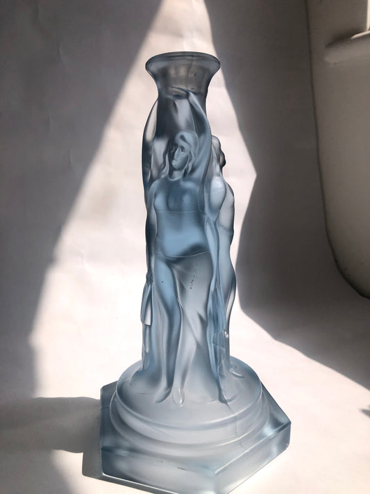 Art Deco Walther & S√∂hne 'Nymphen' Blue Frosted Glass Vase
