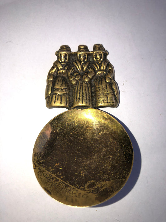 Vintage Peerage England Brass Tea Caddy Spoon with Welsh Ladies Handle