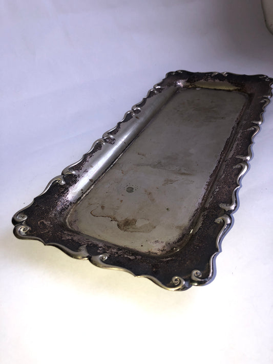 Vintage Alexander Clark & Co Ltd Silver Plated Scroll Edge Serving Tray
