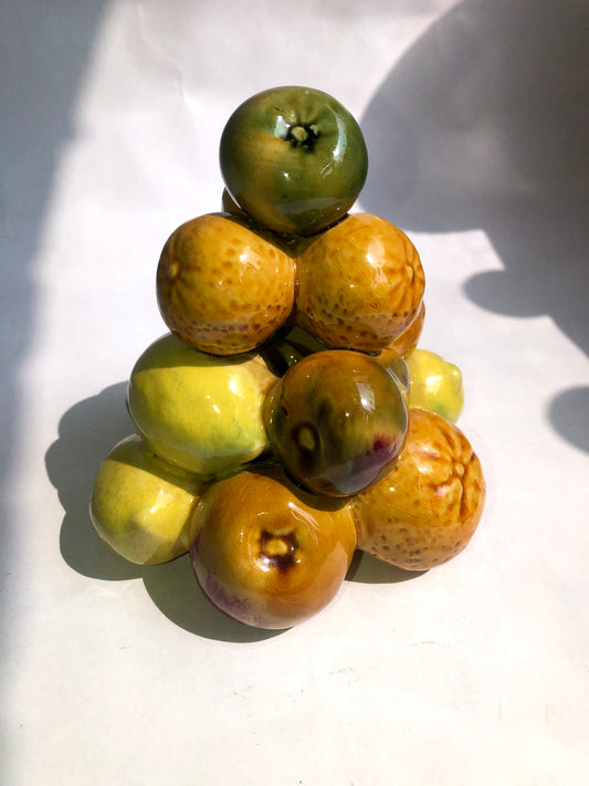 Vintage Ceramic Stacked Fruit Topiary / Centerpiece Ornament