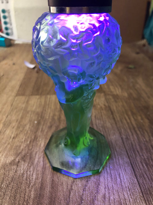 Art Deco Green Uranium Glass Cherub Trio Figural Flower Frog