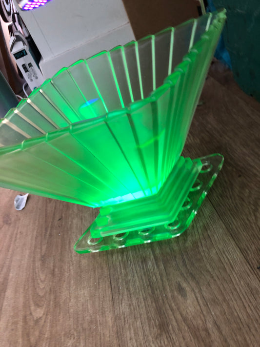 Bagley Wyndham Art Deco Green Frosted Uranium Glass Vase & Frog Set