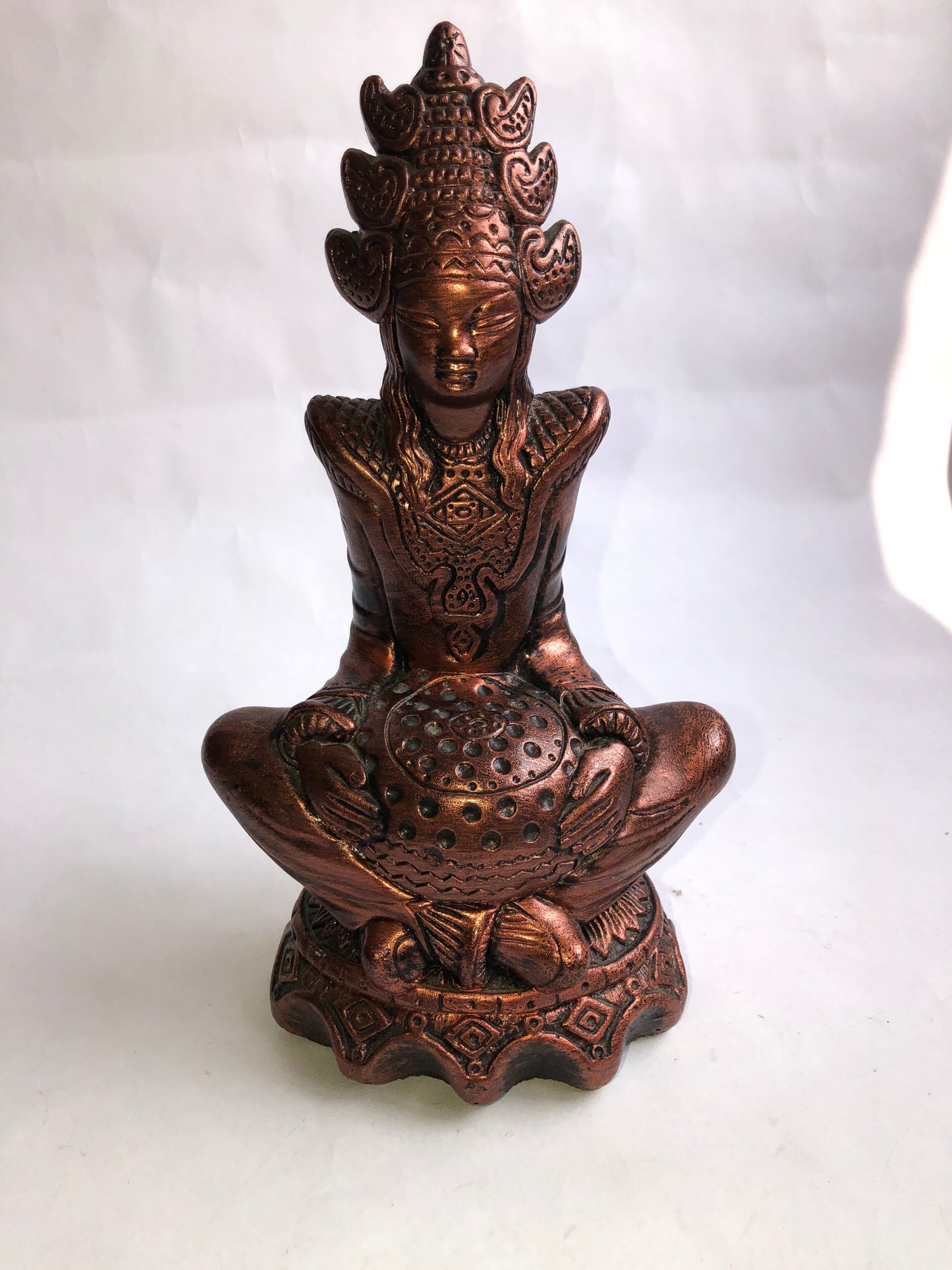 Lakshmi Style Bronze Effect Seated Deity Figurine